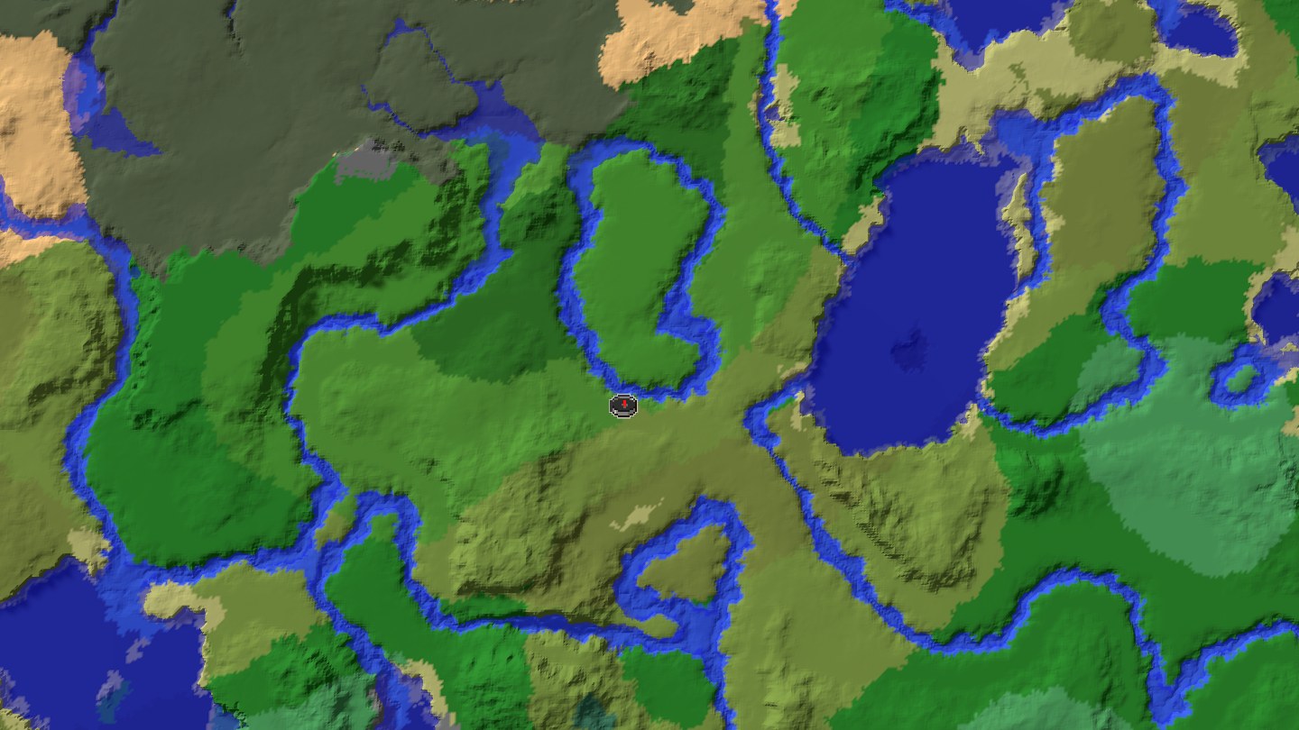 Aerial Minecraft seed map — Java 1.21 desert temple outpost village anomaly seed [6468480757824017984]