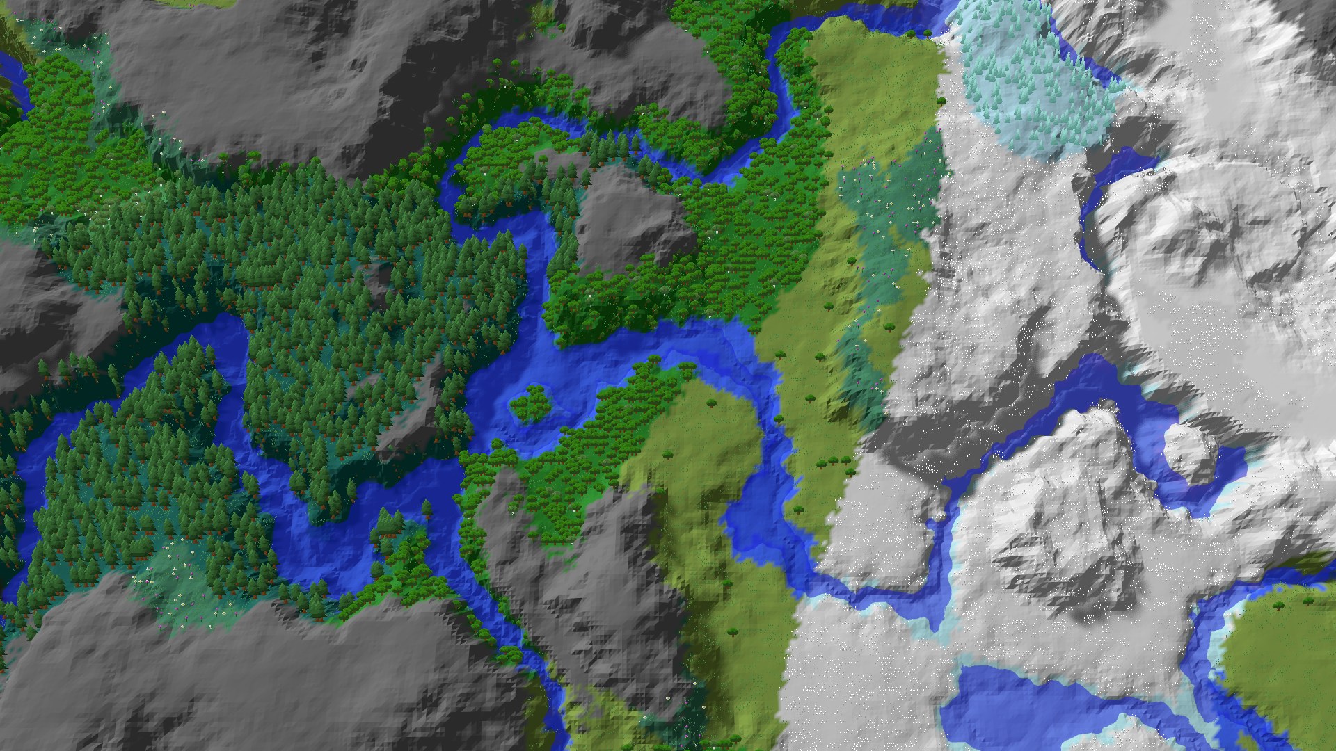 Aerial 3D overview 500 blocks SE of spawn
