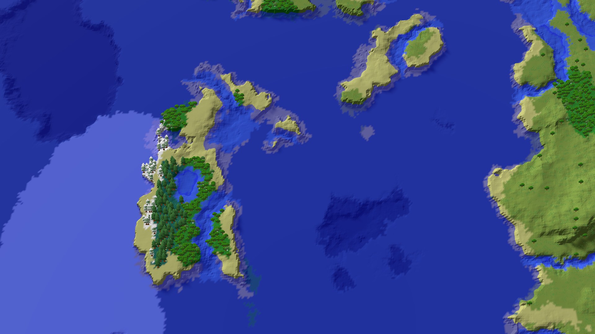 Aerial 3D overview 500 blocks SE of spawn