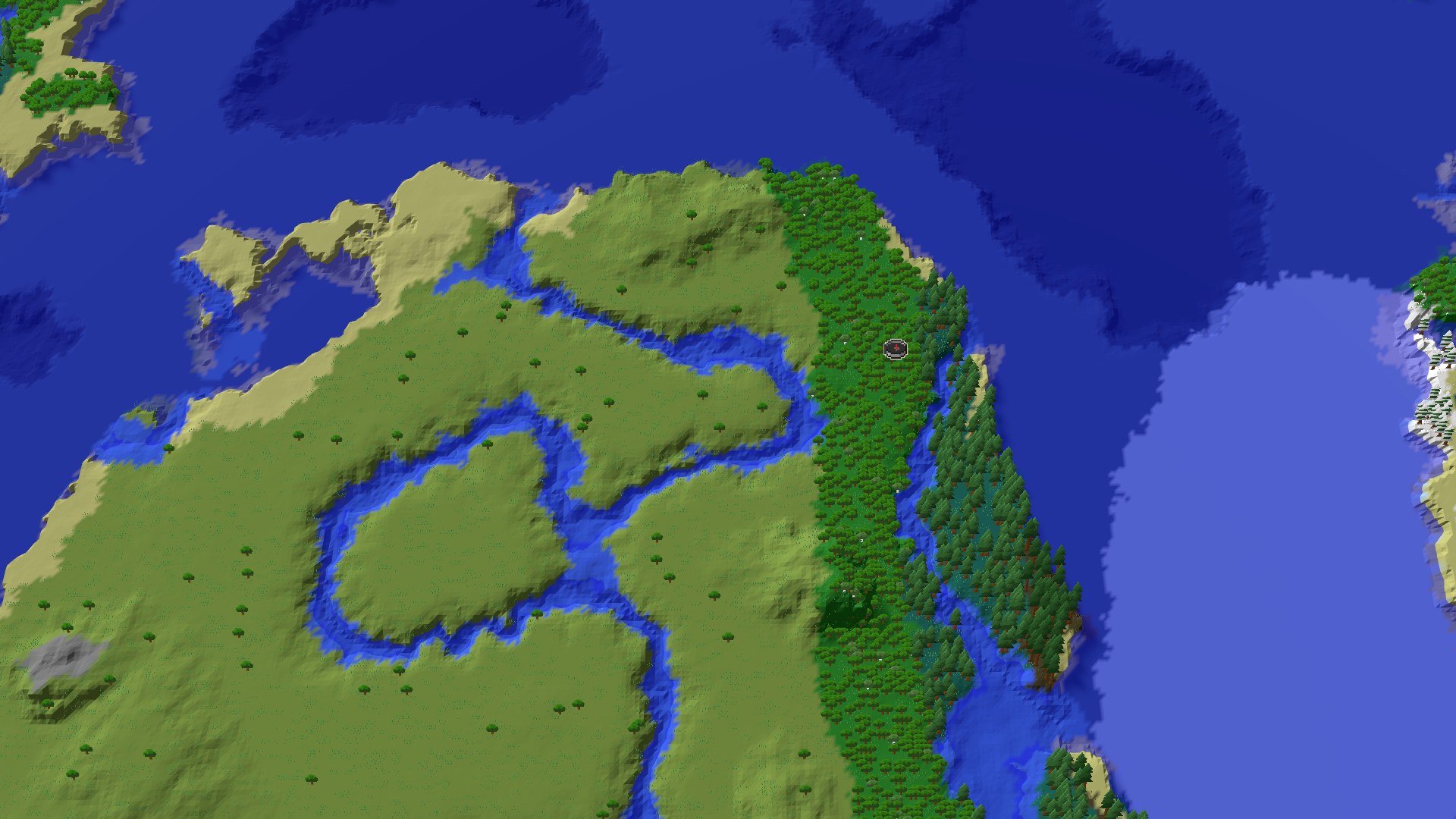 Aerial 3D overview 500 blocks SW of spawn