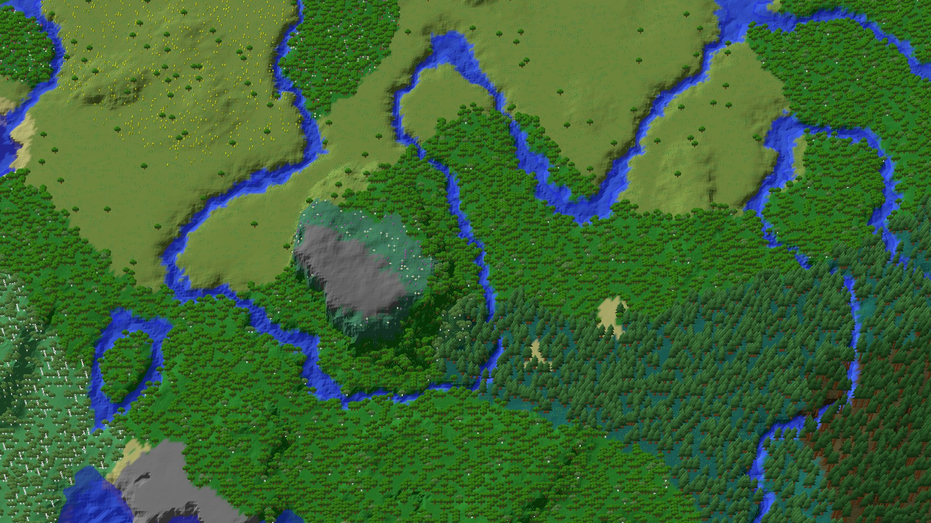 Aerial 3D overview 500 blocks SW of spawn