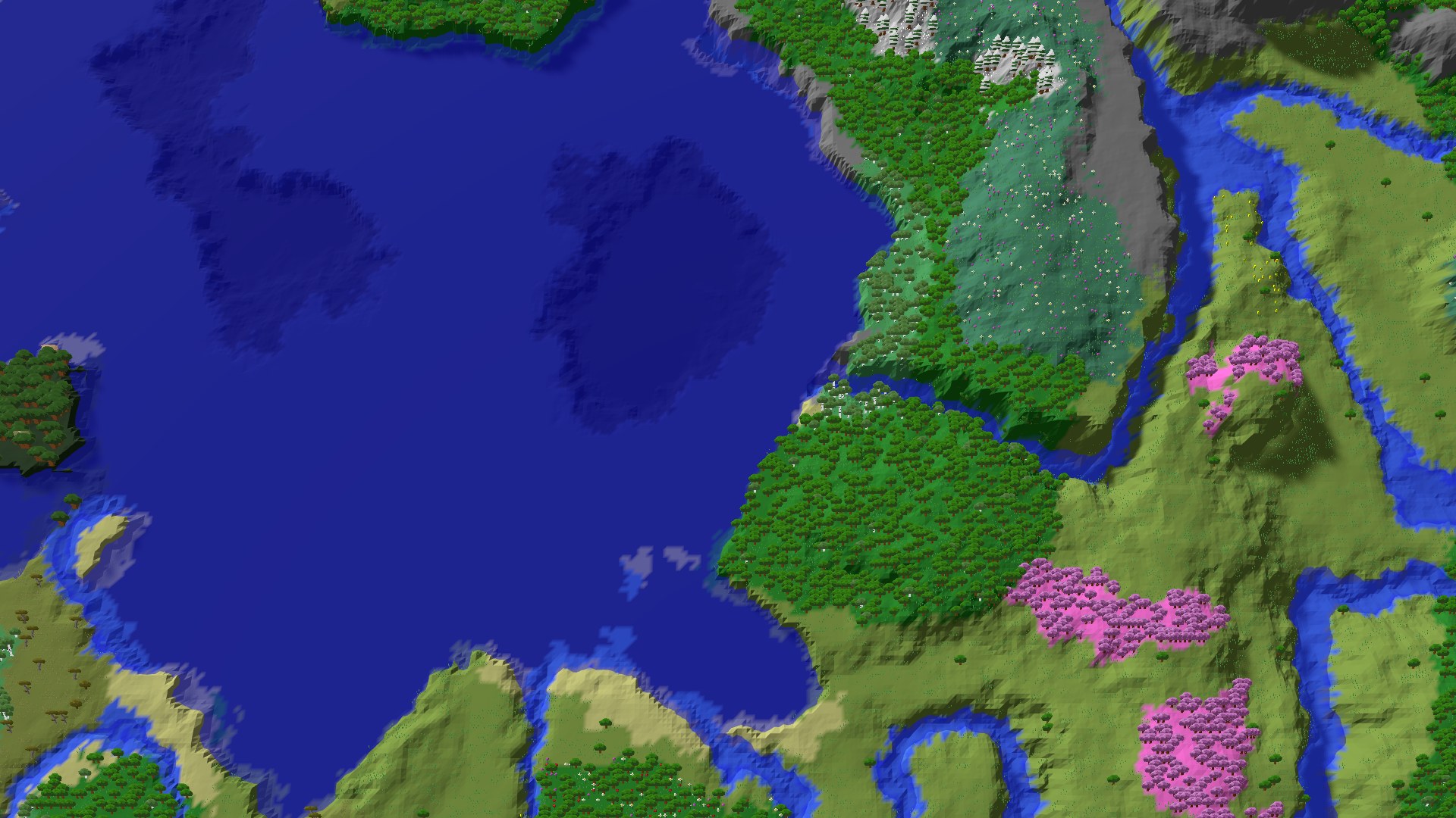 Aerial 3D overview 500 blocks NE of spawn