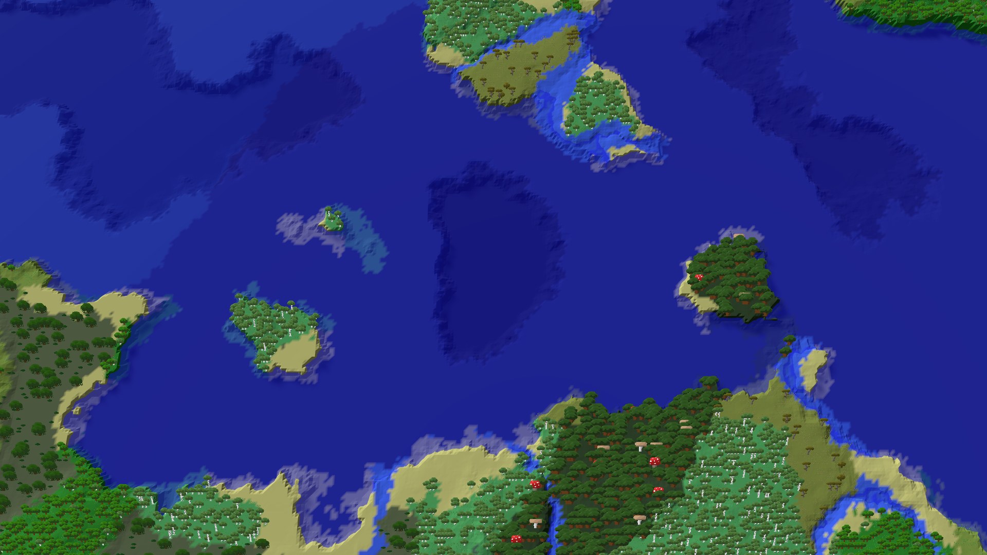 Aerial 3D overview 500 blocks NW of spawn