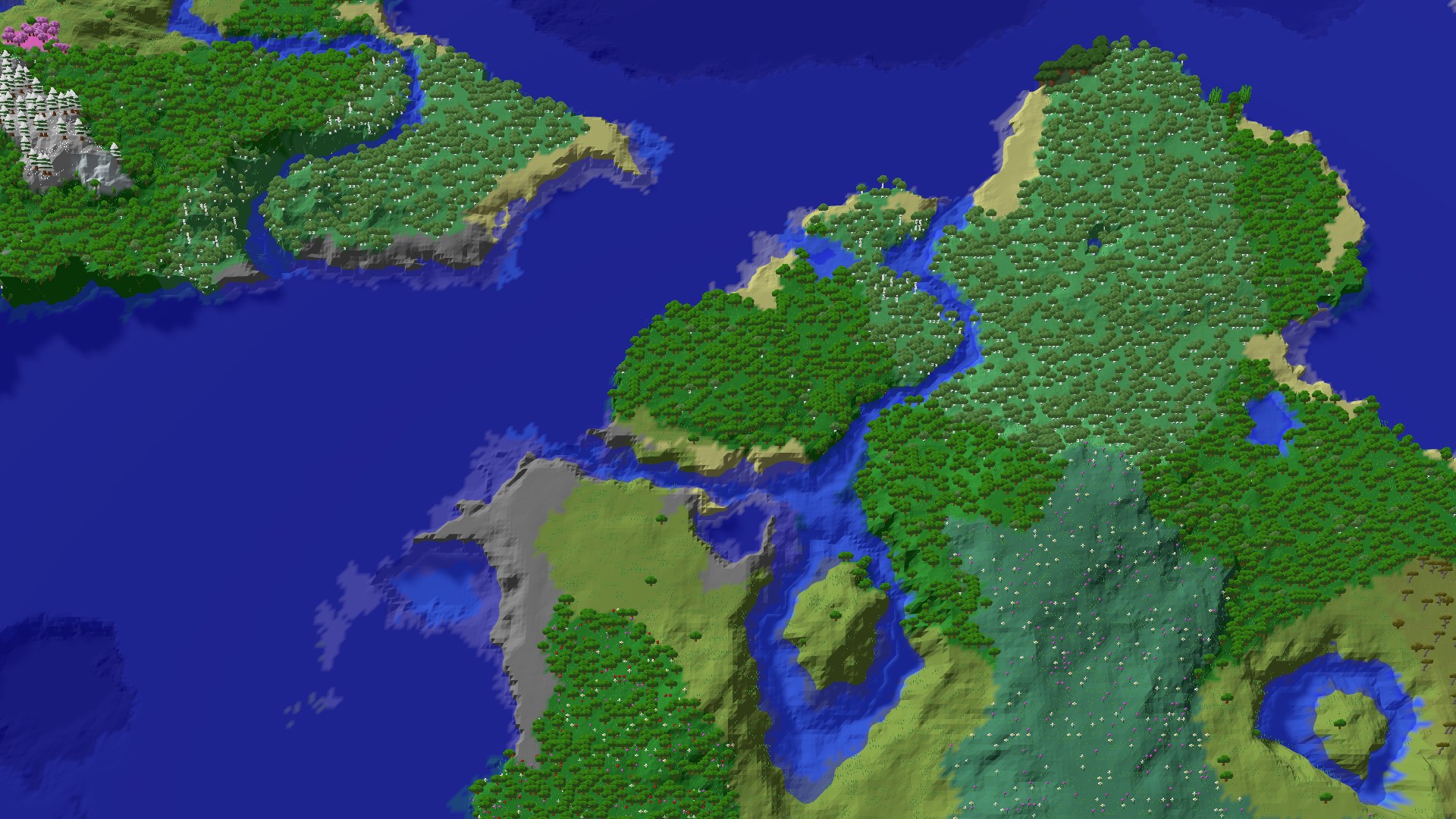 Aerial 3D overview 500 blocks NE of spawn