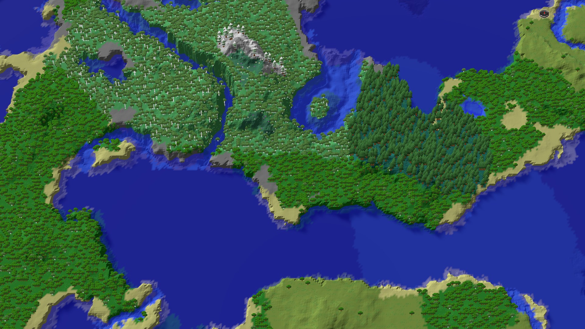 Aerial 3D overview 500 blocks SW of spawn