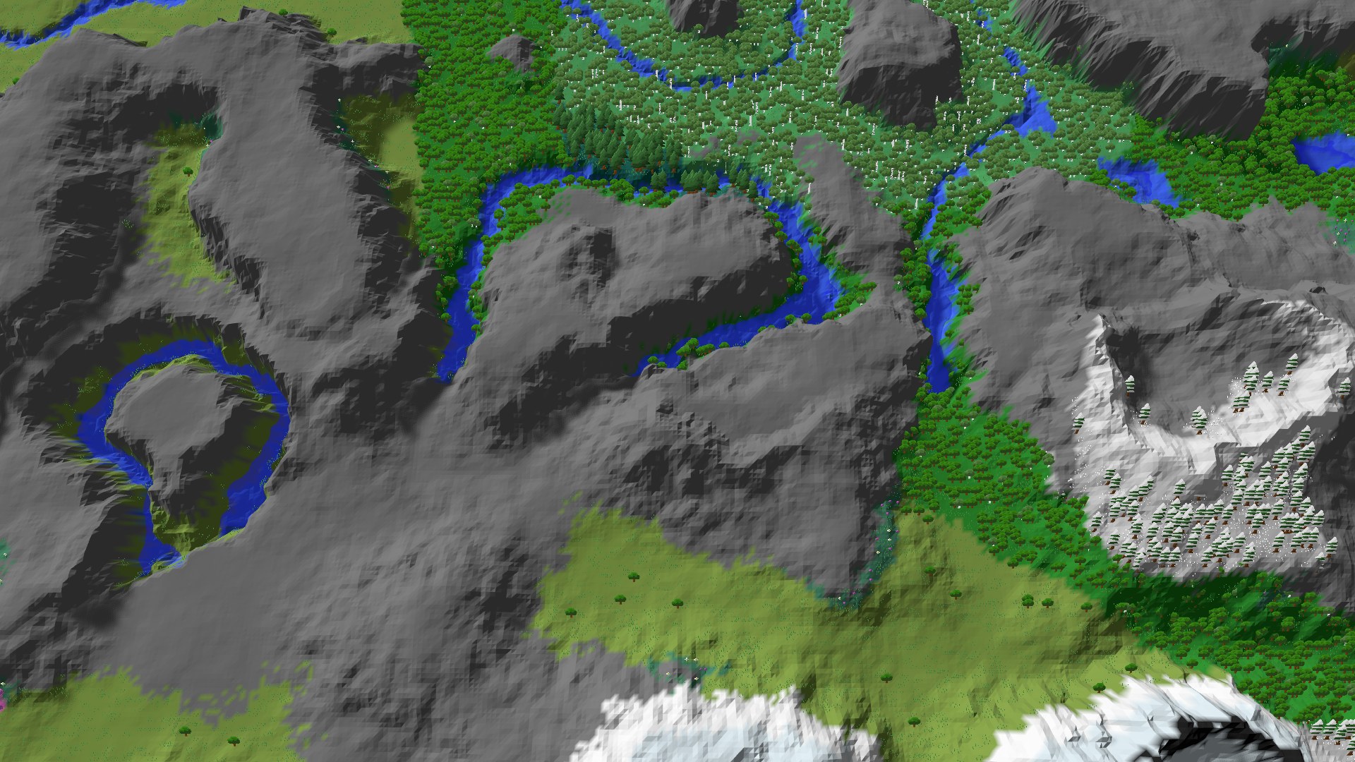 Aerial 3D overview 500 blocks NW of spawn