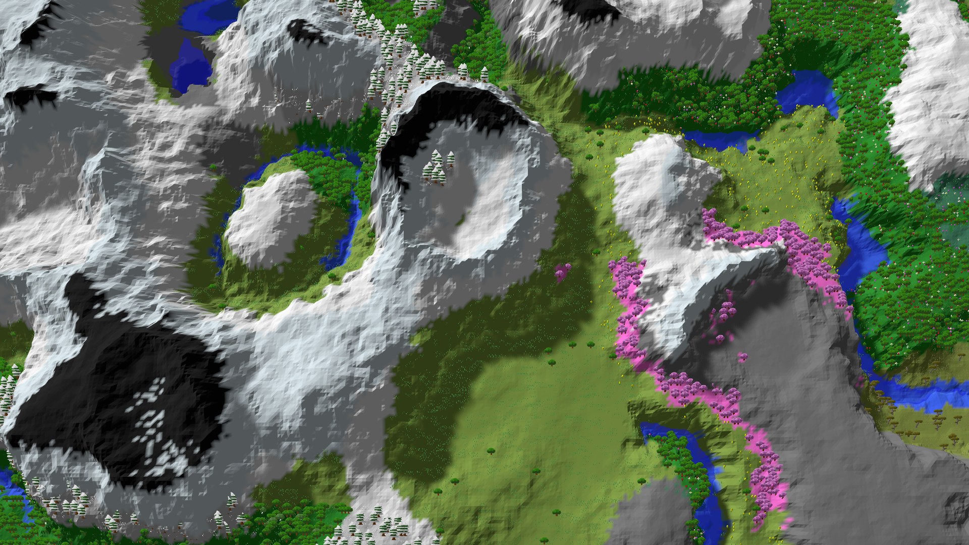 Aerial 3D overview 500 blocks SE of spawn