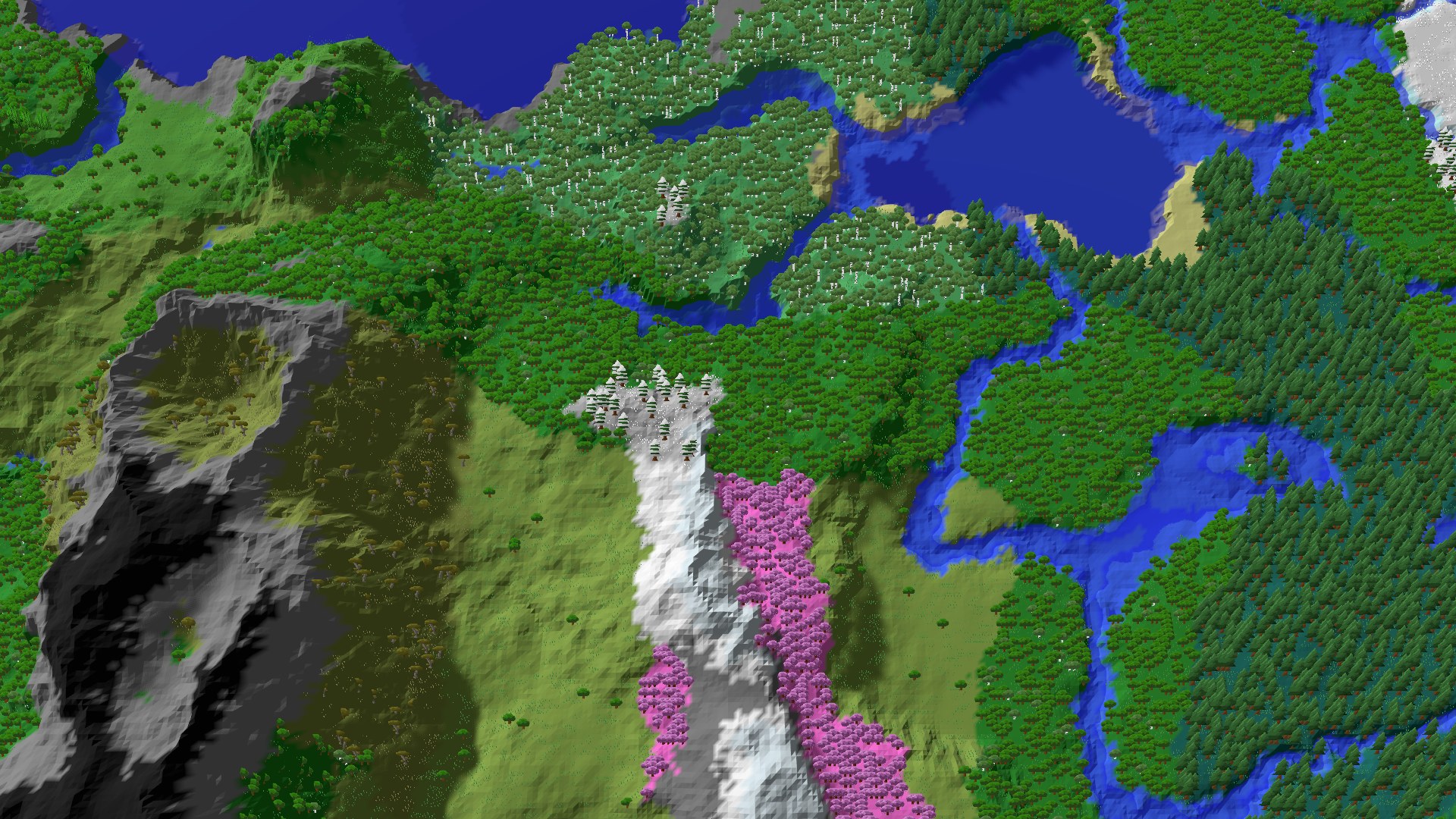 Aerial 3D overview 500 blocks NE of spawn
