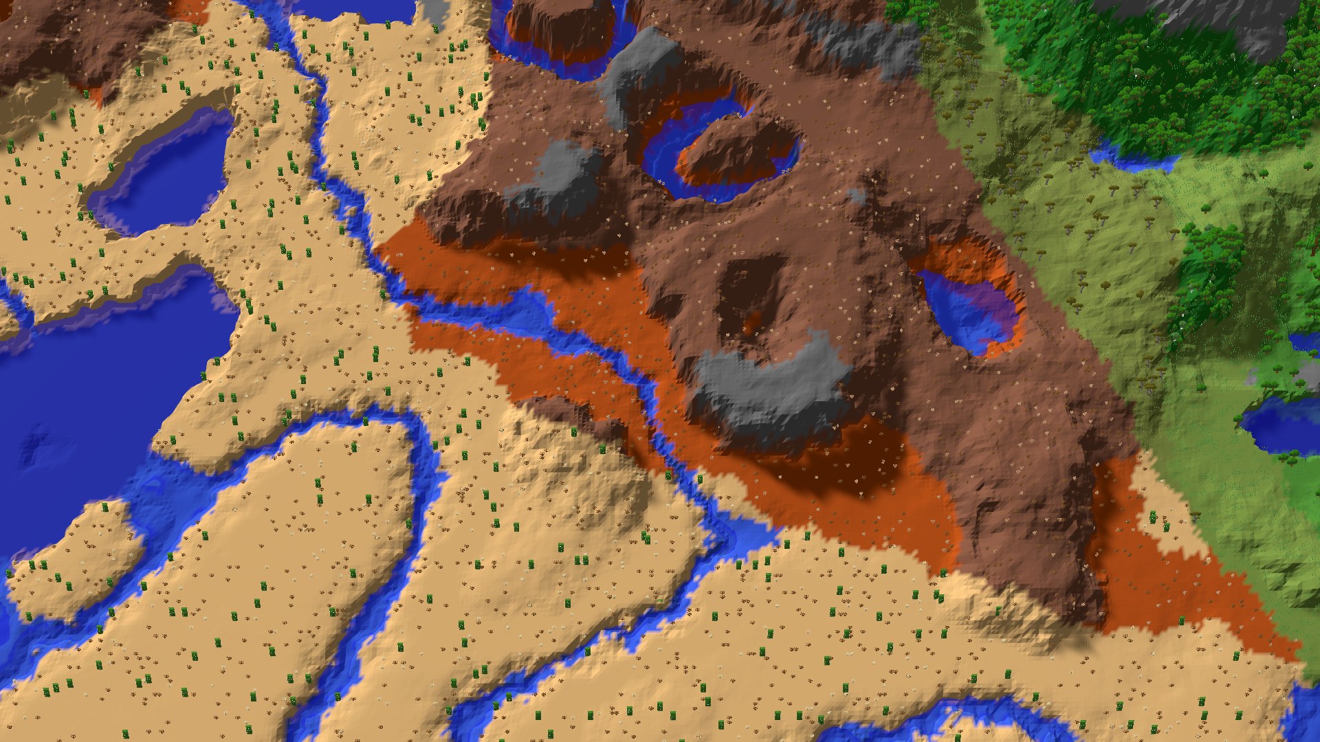 Aerial 3D overview 500 blocks SW of spawn