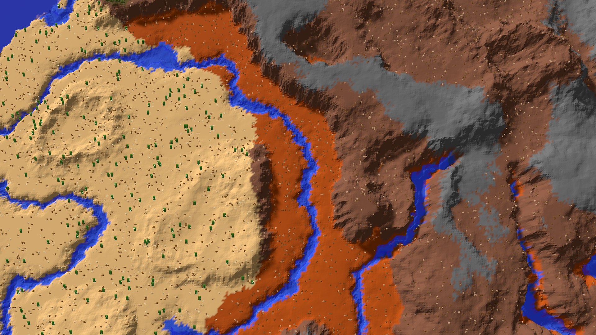 Aerial 3D overview 500 blocks SE of spawn