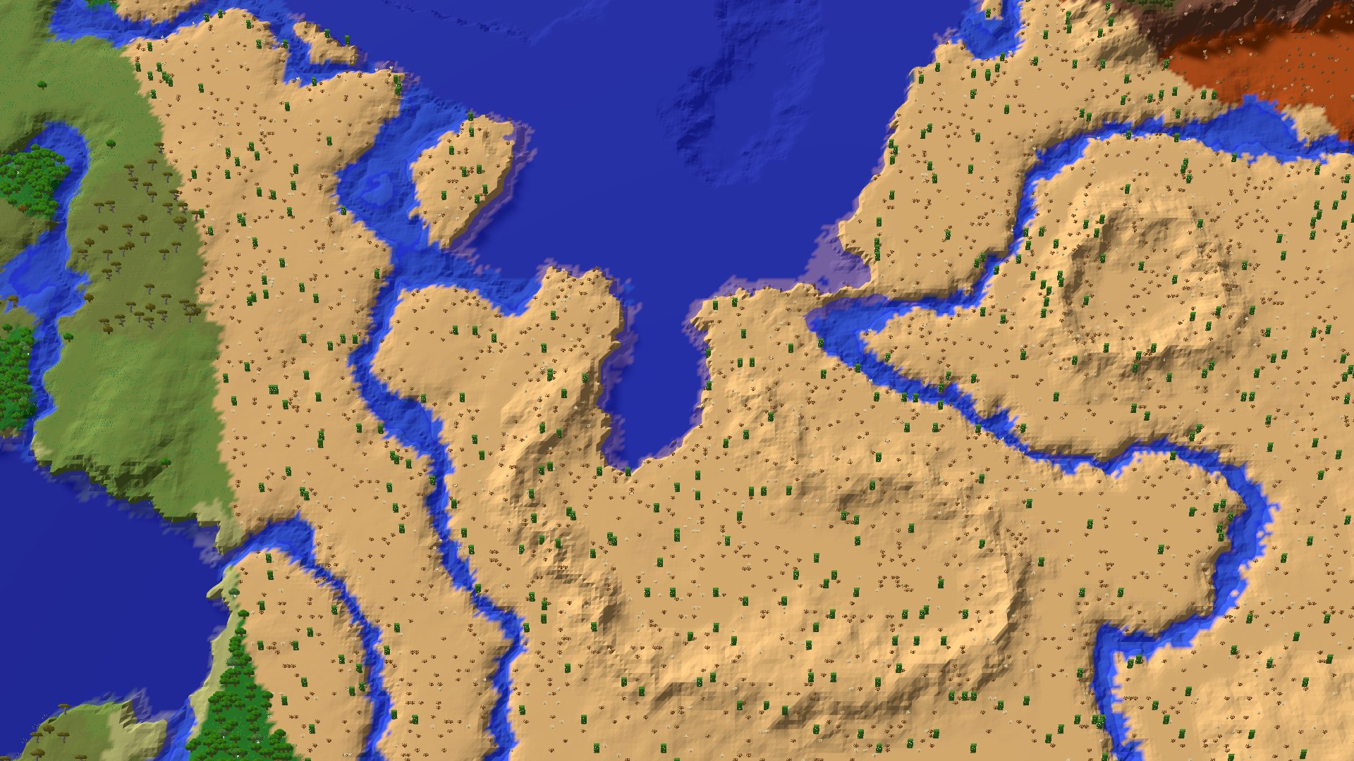 Aerial 3D overview 500 blocks SW of spawn