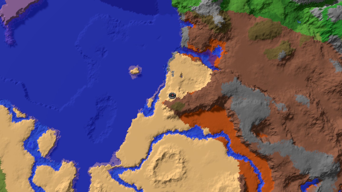 Aerial Minecraft seed map — Java 1.21 massive mushroom fields hardcore seed [-1217667290973530583]