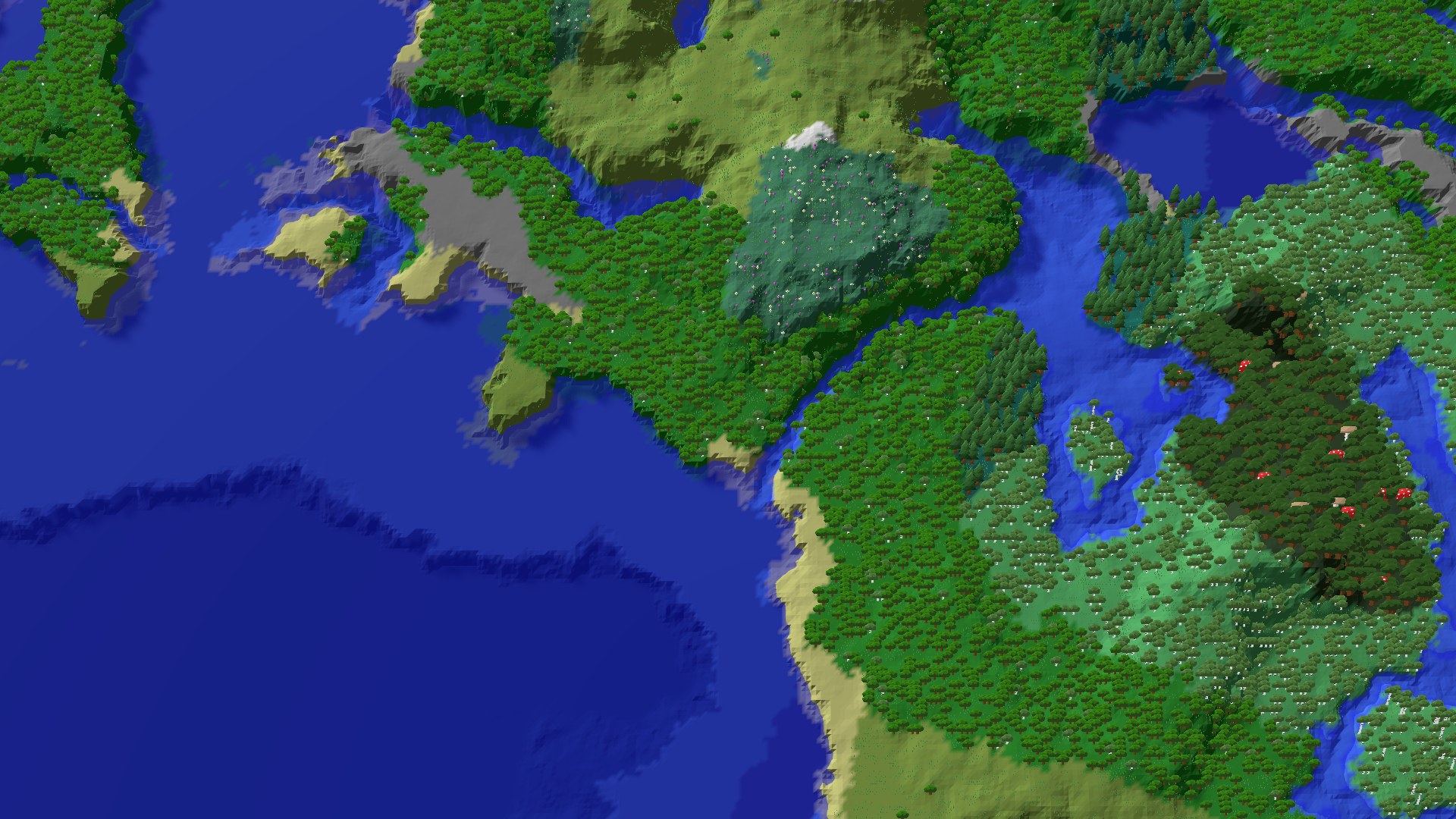 Aerial 3D overview 500 blocks NW of spawn