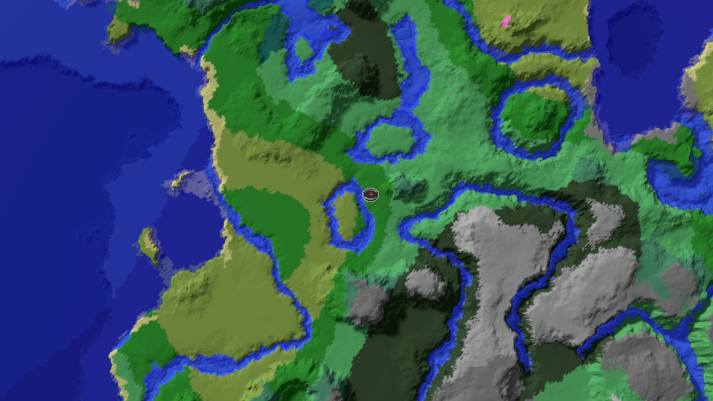 Aerial Minecraft seed map — Java 1.21 pale garden mansion canyon seed [-2609583231014770173]