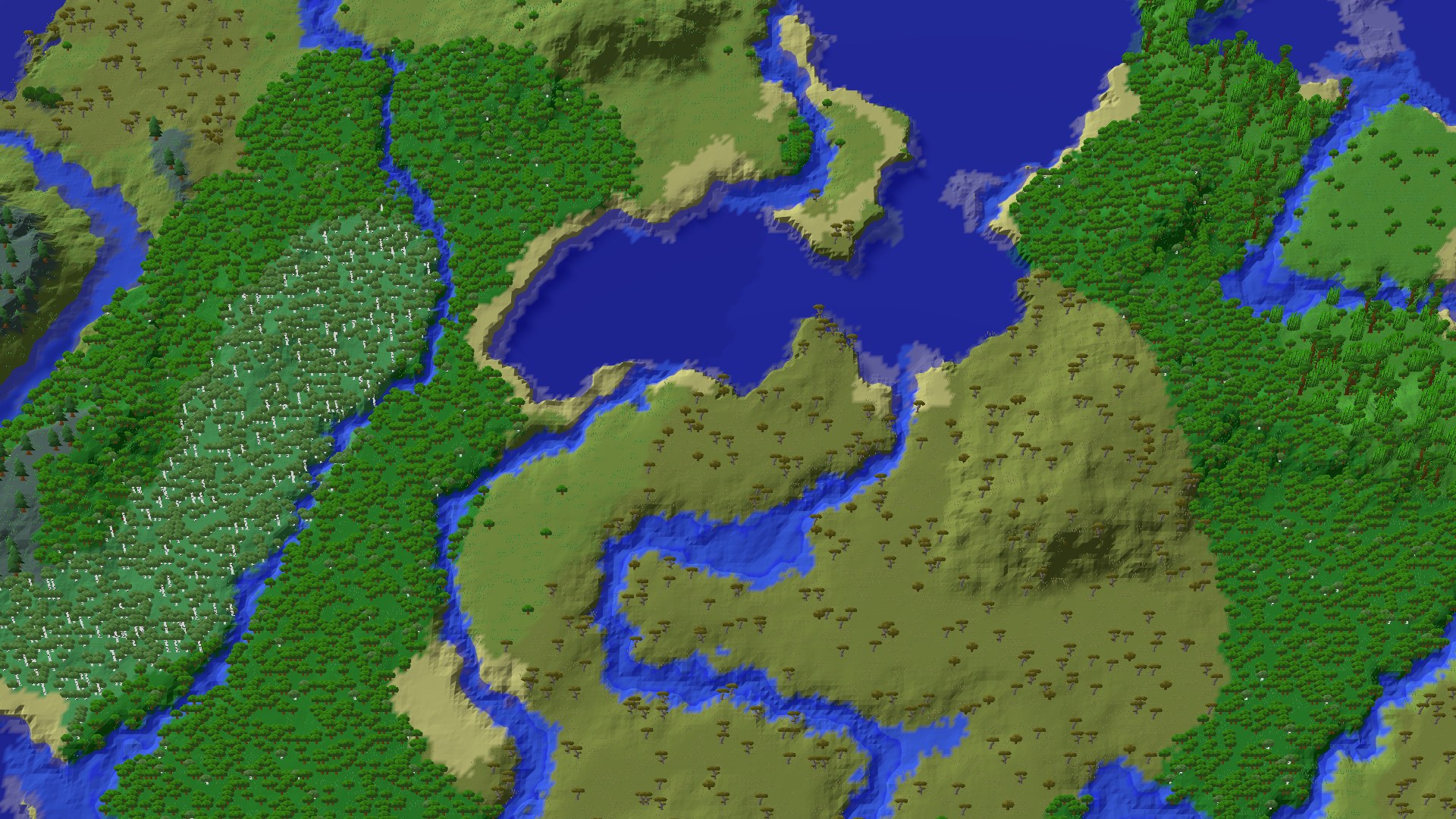 Aerial 3D overview 500 blocks SE of spawn