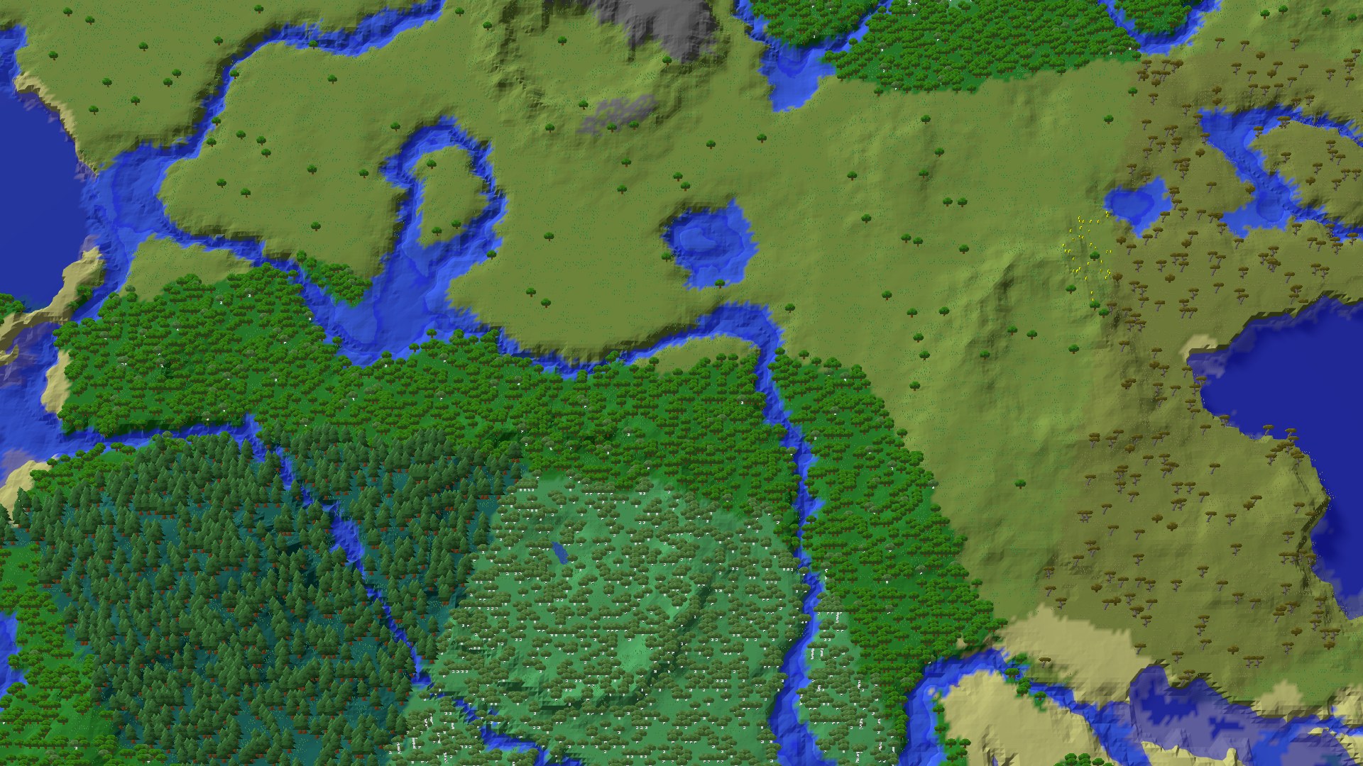 Aerial 3D overview 500 blocks NE of spawn