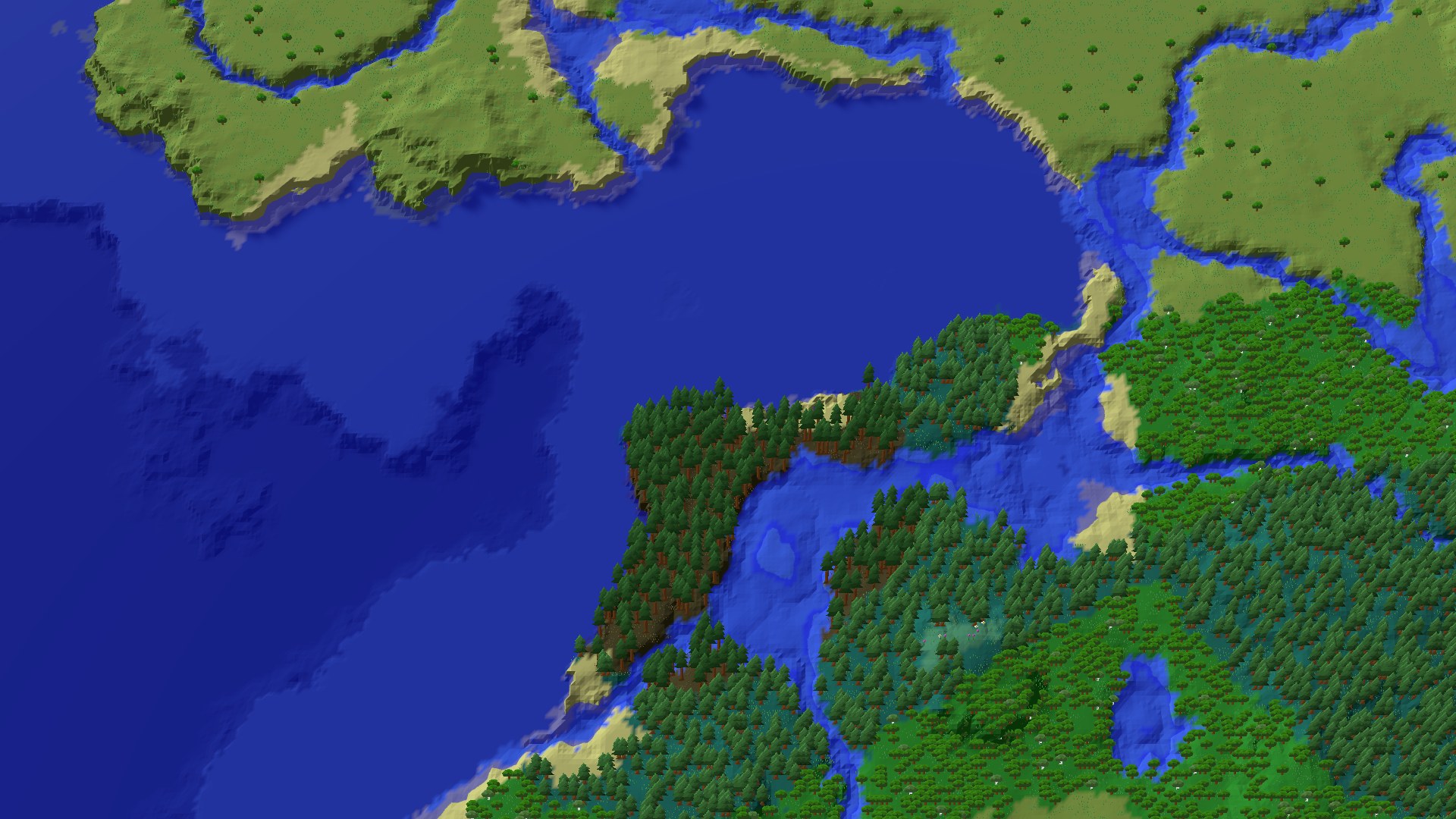 Aerial 3D overview 500 blocks NW of spawn