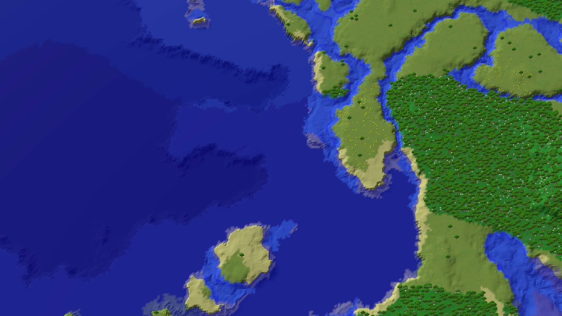 Aerial 3D overview 500 blocks SW of spawn