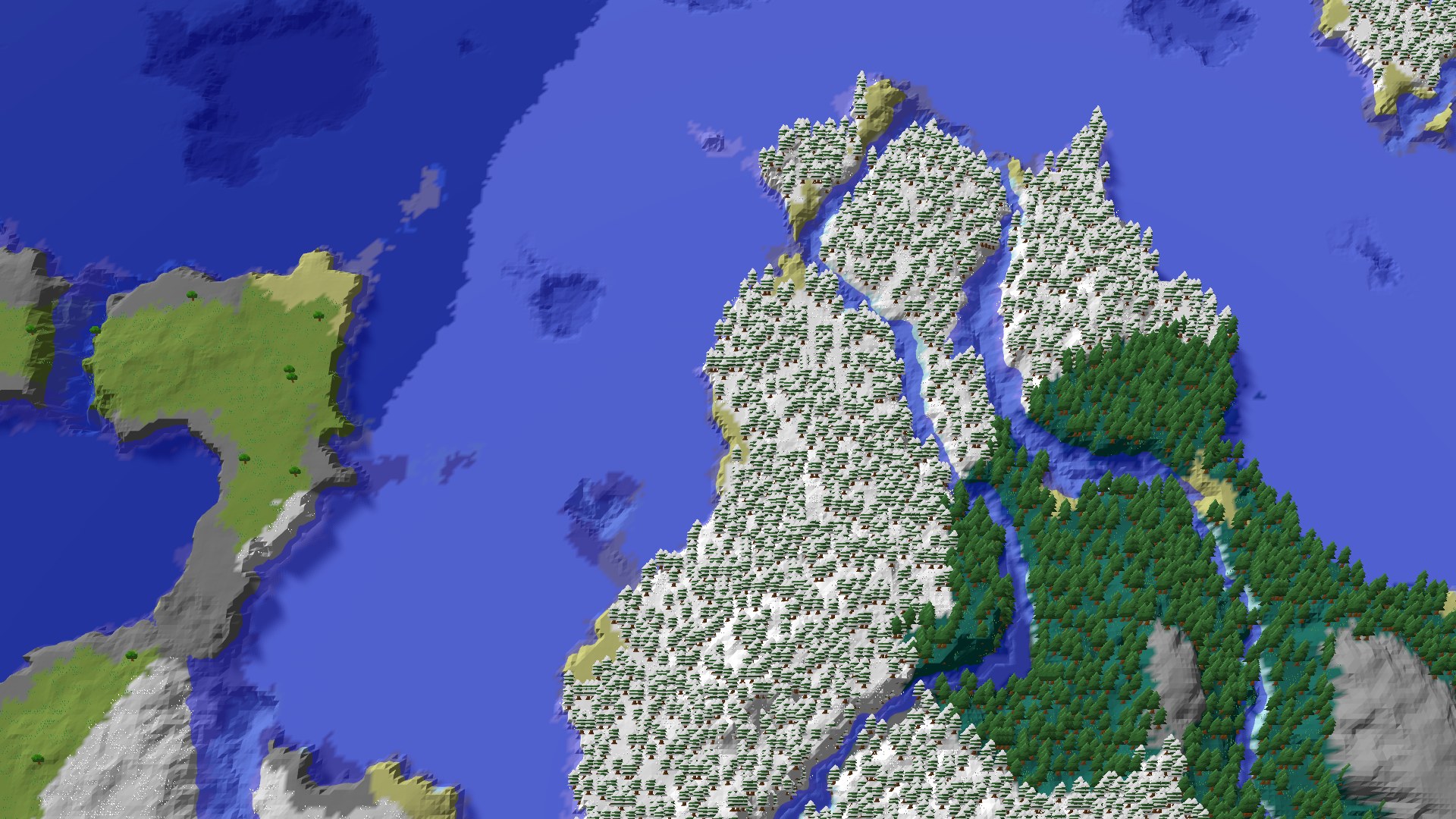 Aerial 3D overview 500 blocks NW of spawn