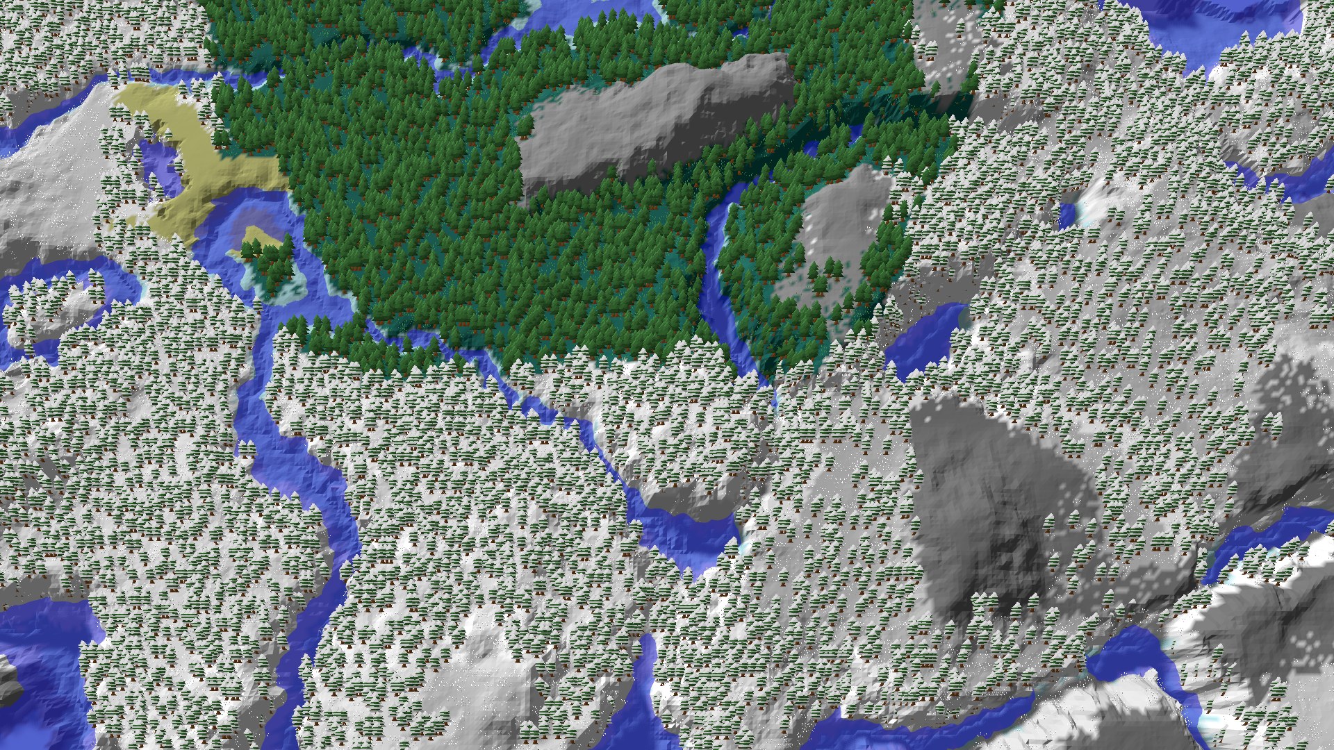 Aerial 3D overview 500 blocks SE of spawn