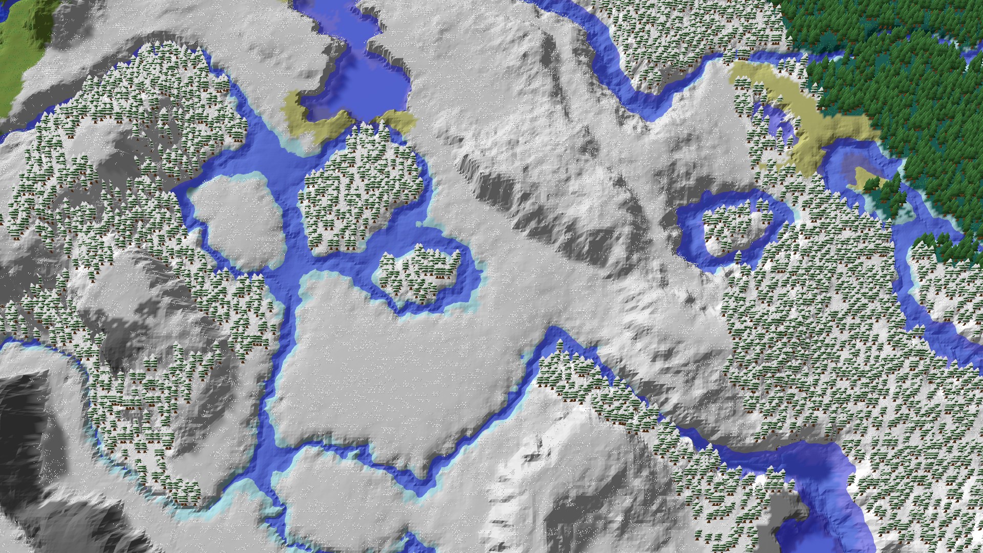 Aerial 3D overview 500 blocks SW of spawn