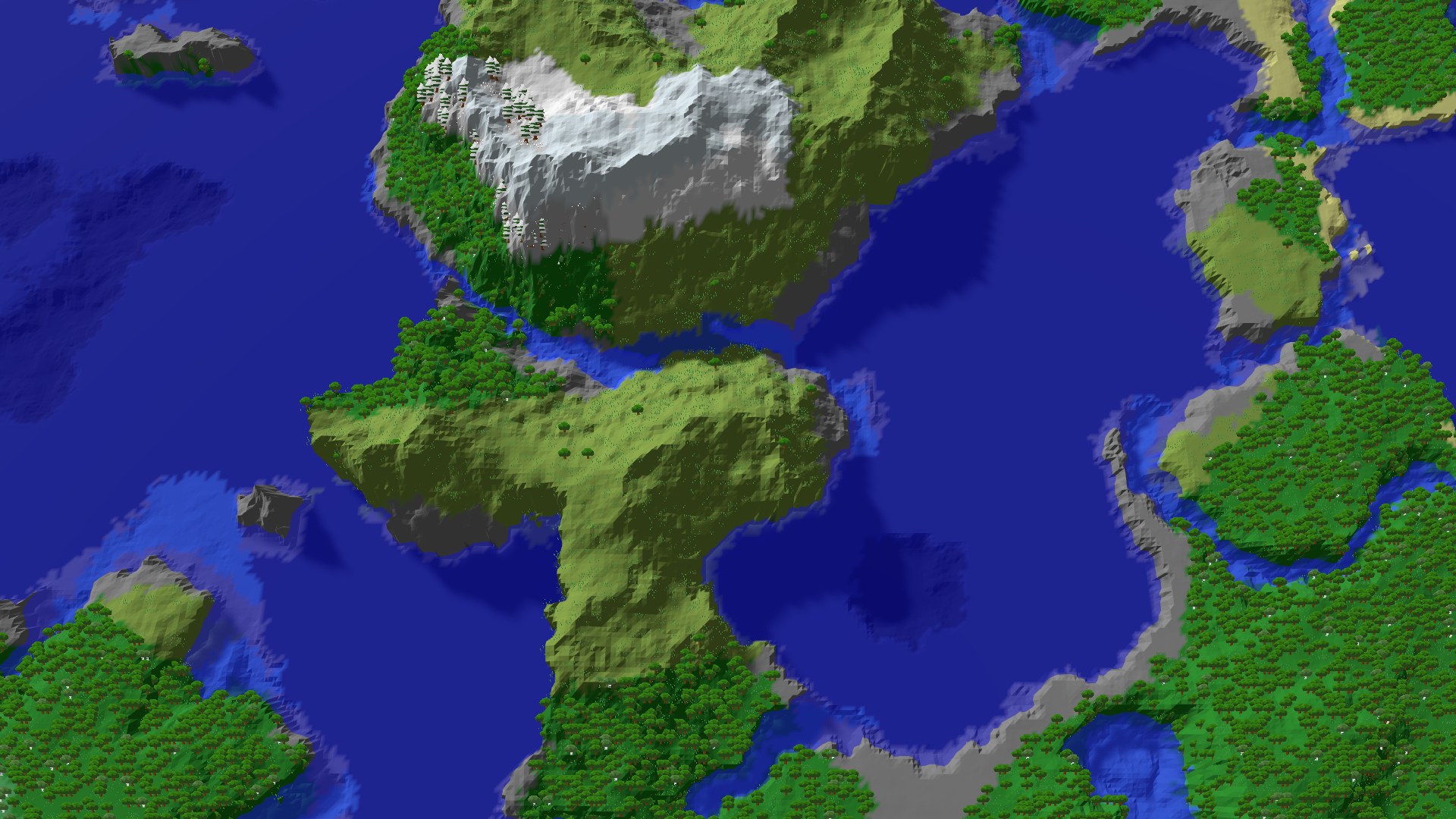 Aerial 3D overview 500 blocks NW of spawn