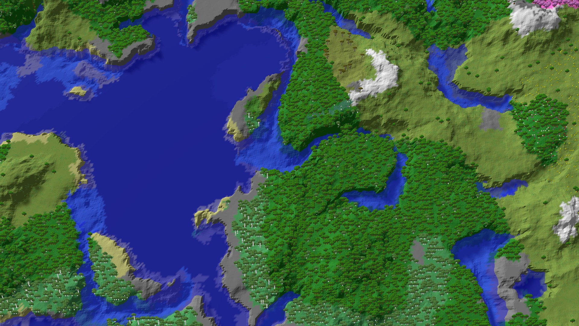 Aerial 3D overview 500 blocks SW of spawn