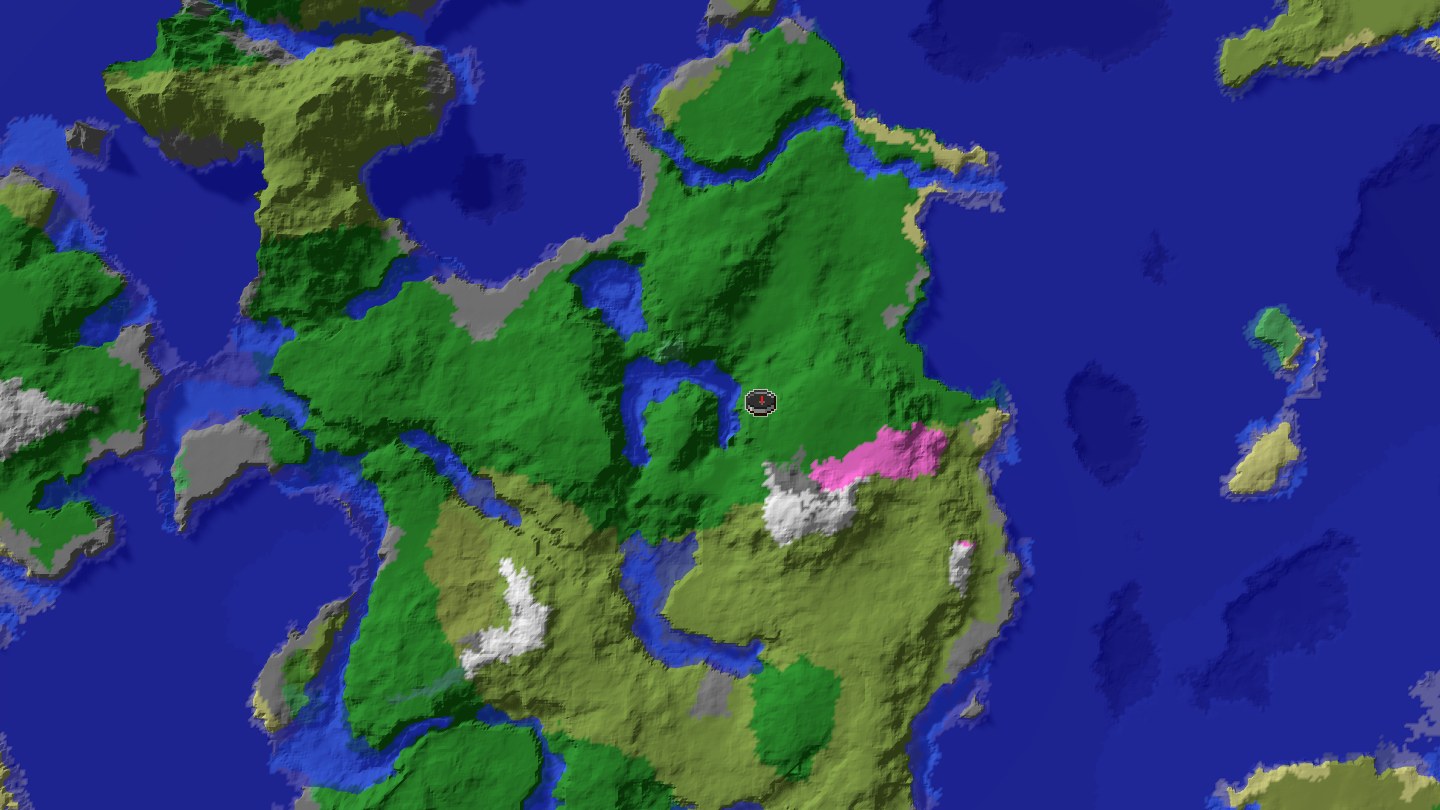 Aerial Minecraft seed map — Java 1.21 ancient cherry village seed with deep dark route [-4507223816094295067