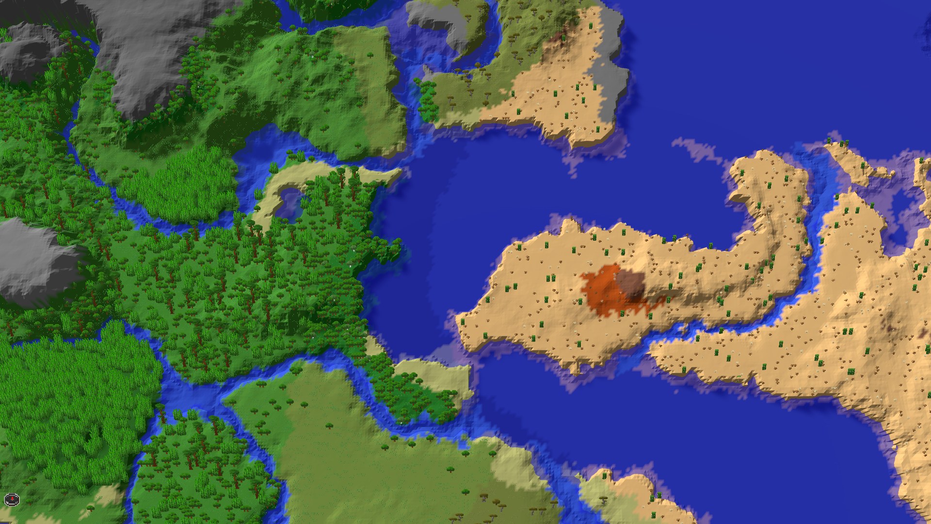 Aerial 3D overview 500 blocks NE of spawn