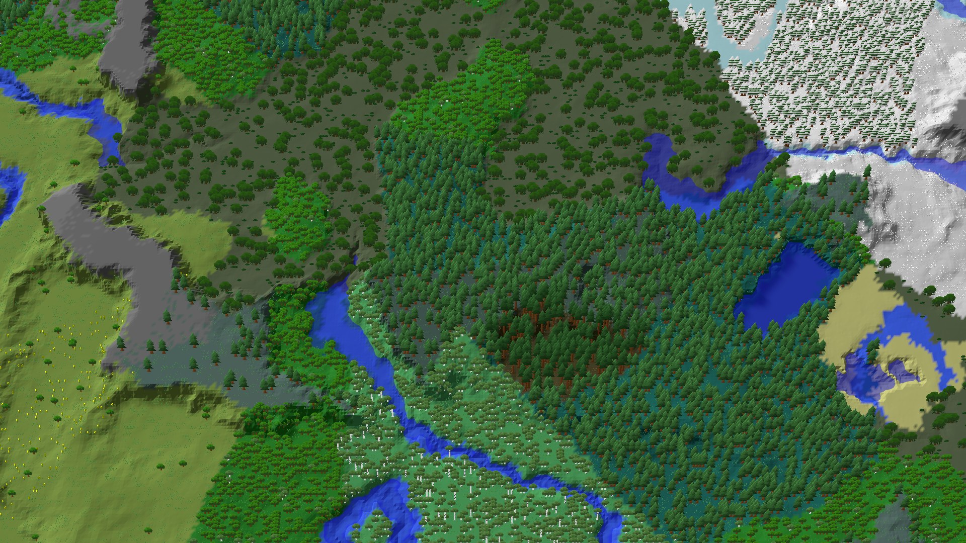 Aerial 3D overview 500 blocks NW of spawn