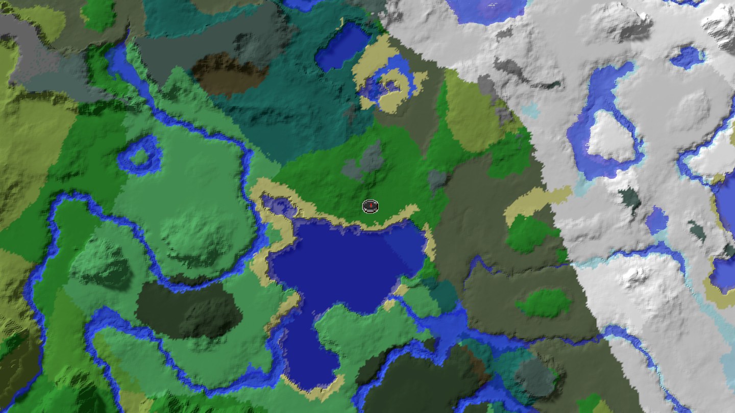 Aerial Minecraft seed map — Java 1.21 taiga village near woodland mansion seed [-5066814722330306588]
