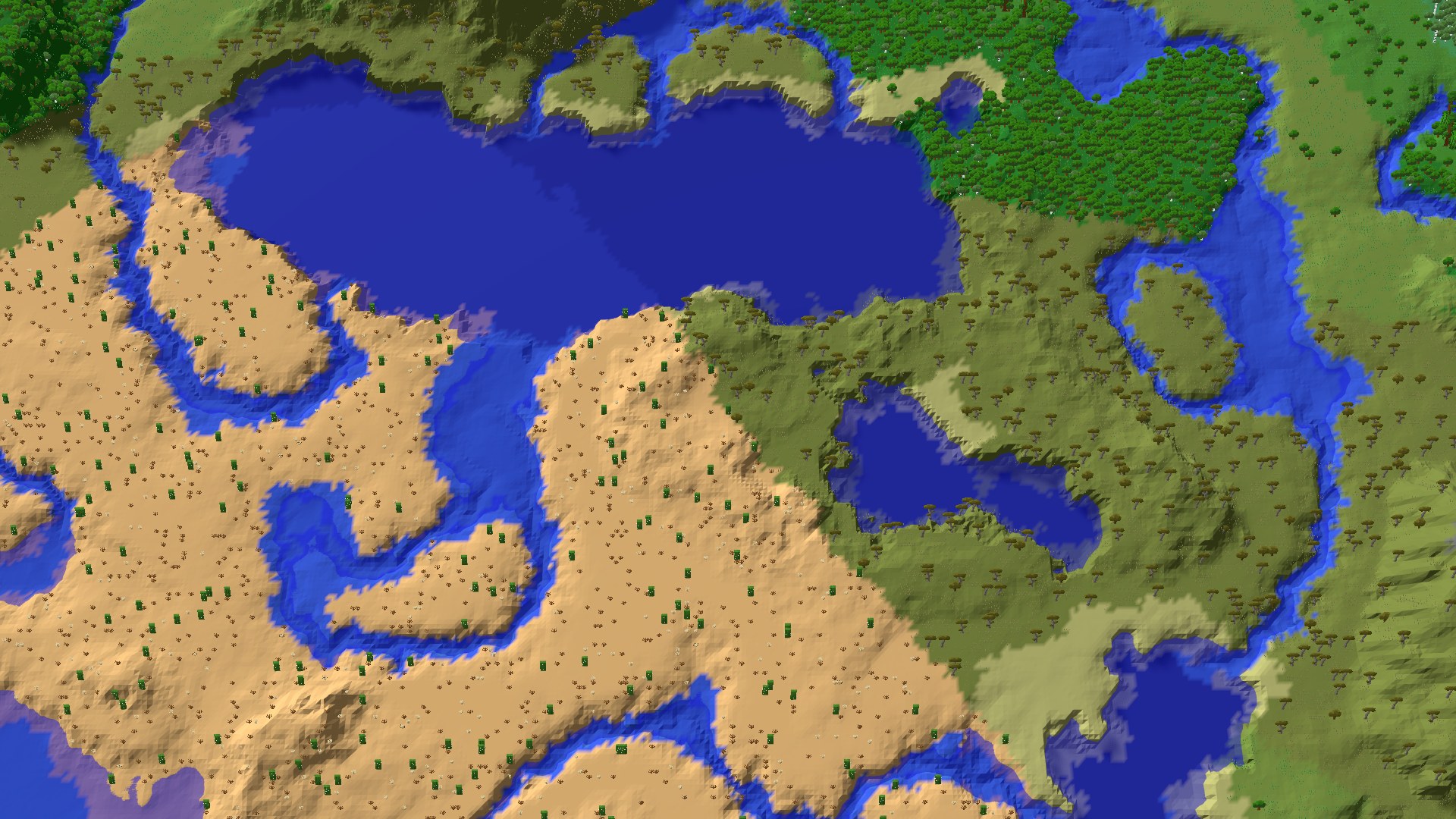 Aerial 3D overview 500 blocks SW of spawn