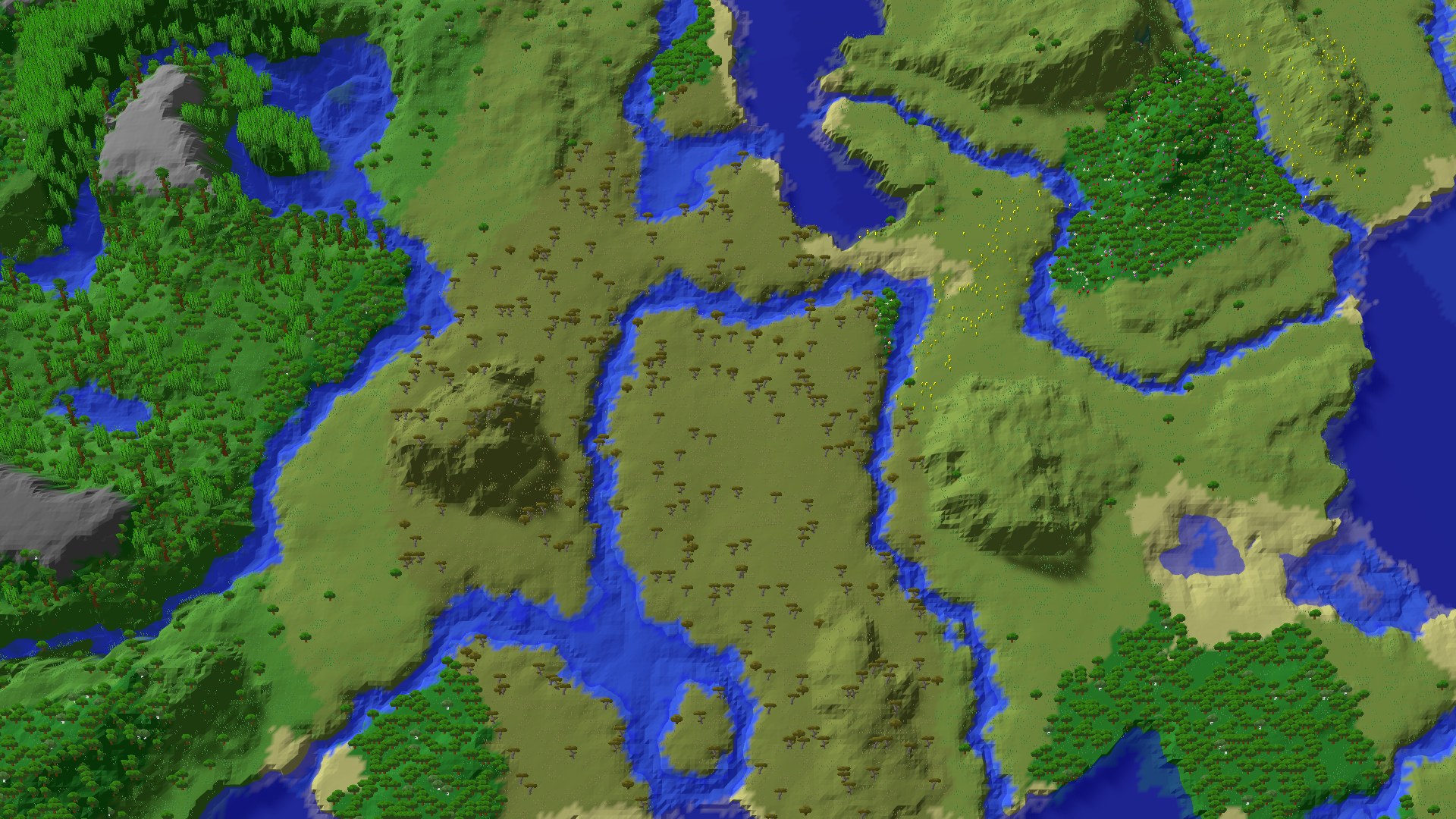 Aerial 3D overview 500 blocks NE of spawn