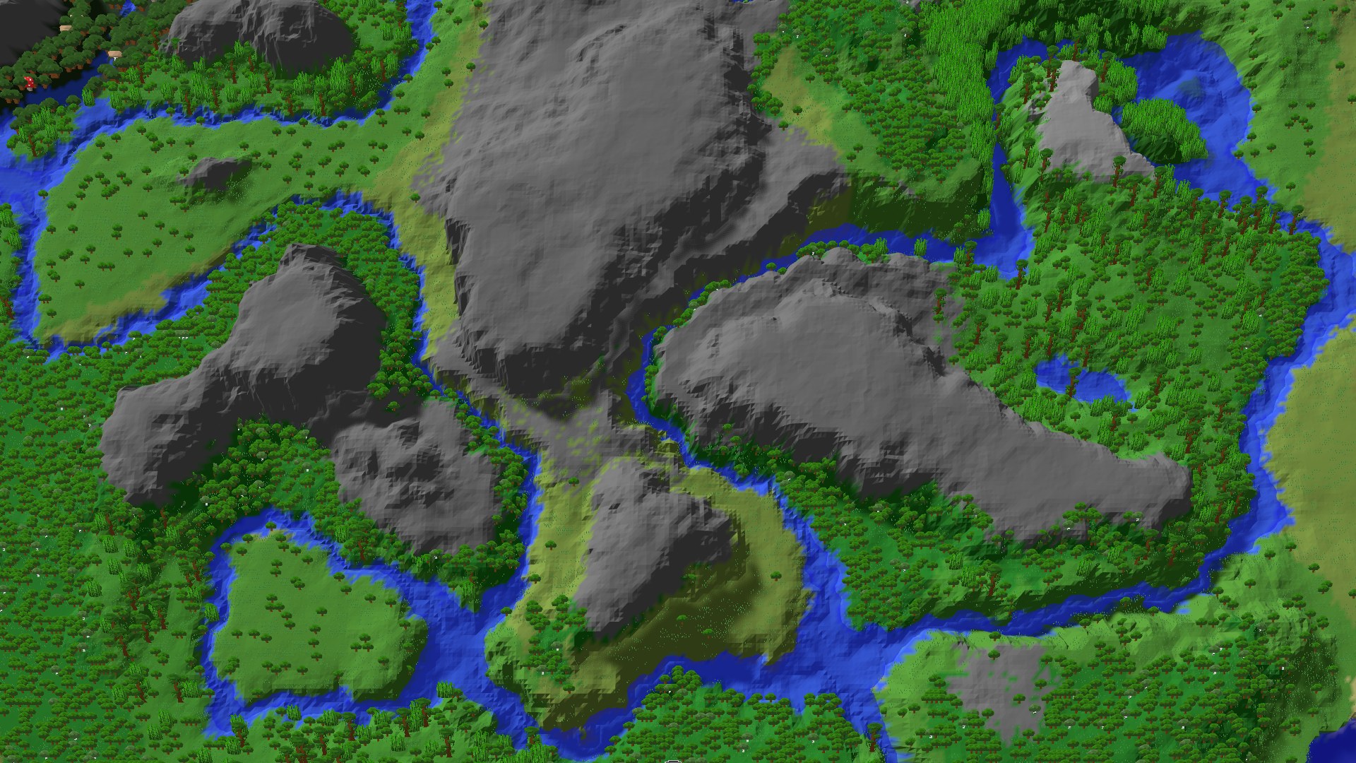 Aerial 3D overview 500 blocks NW of spawn
