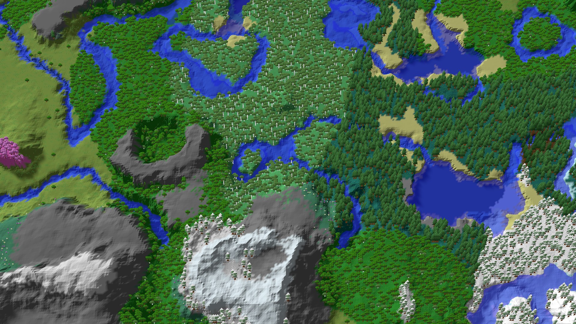 Aerial 3D overview 500 blocks NE of spawn