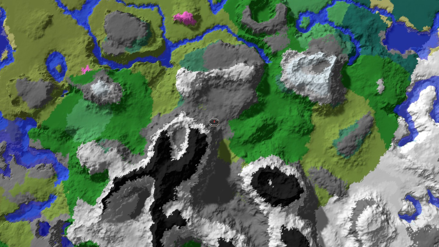 Aerial Minecraft seed map — Java 1.21 stony peaks double village seed [-7474248798272779131]