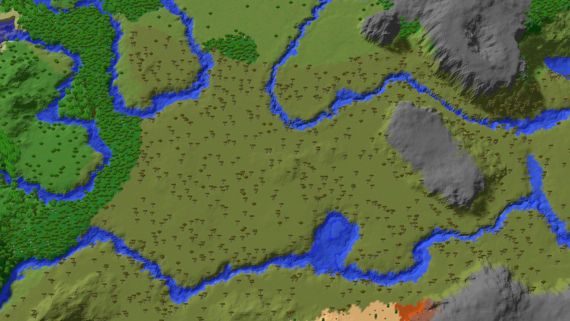 Aerial 3D overview 500 blocks NE of spawn