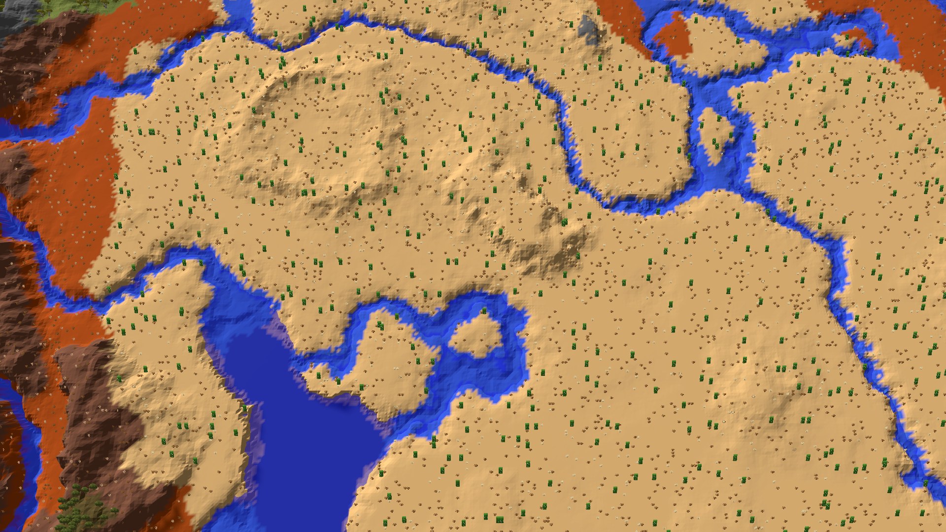 Aerial 3D overview 500 blocks SE of spawn