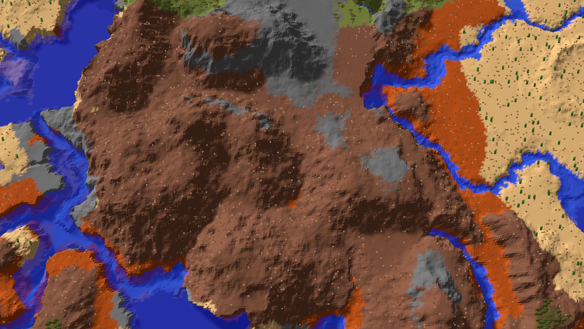 Aerial 3D overview 500 blocks SW of spawn
