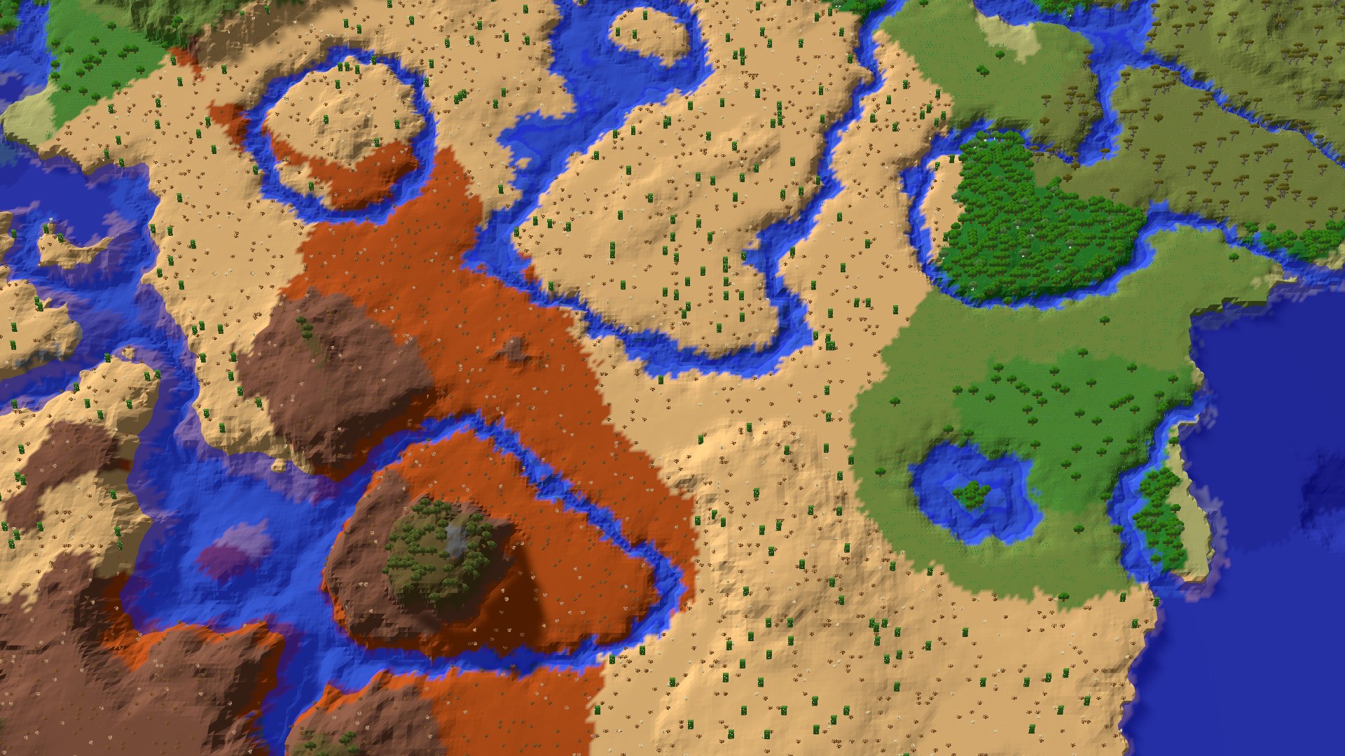 Aerial 3D overview 500 blocks NW of spawn