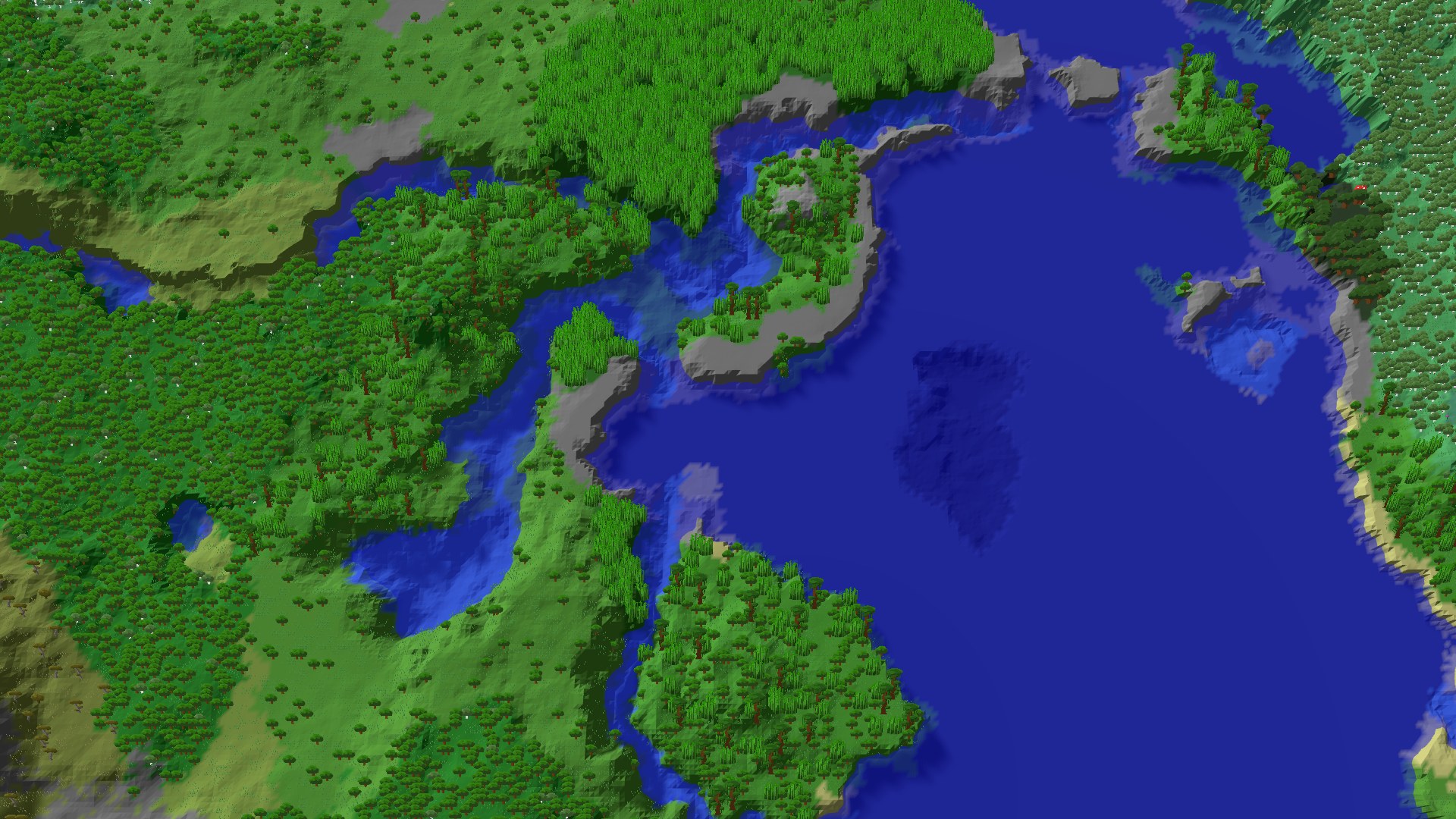 Aerial 3D overview 500 blocks SW of spawn
