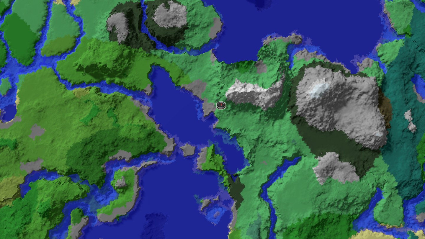 Aerial Minecraft seed map — Java 1.21 sheer mountain cave seed [-830264927493639472]
