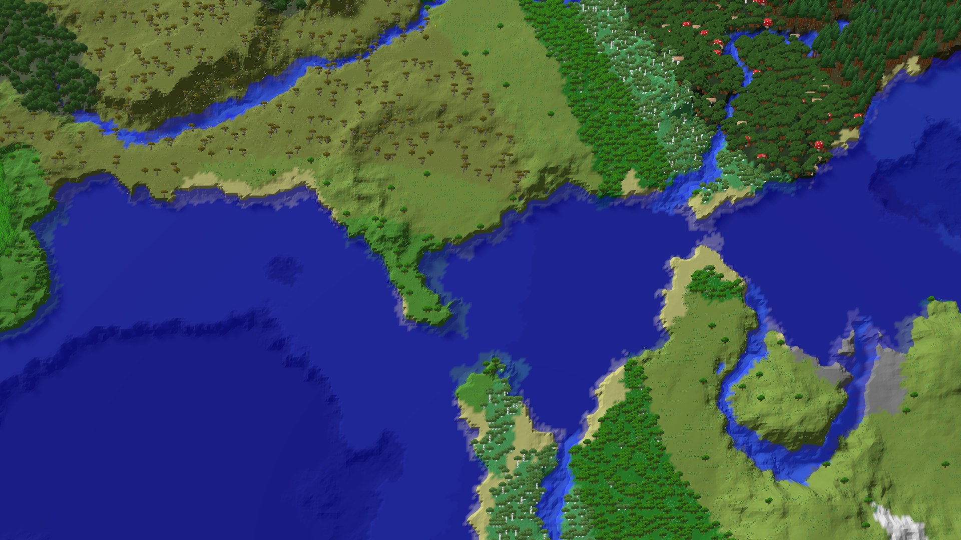 Aerial 3D overview 500 blocks SW of spawn