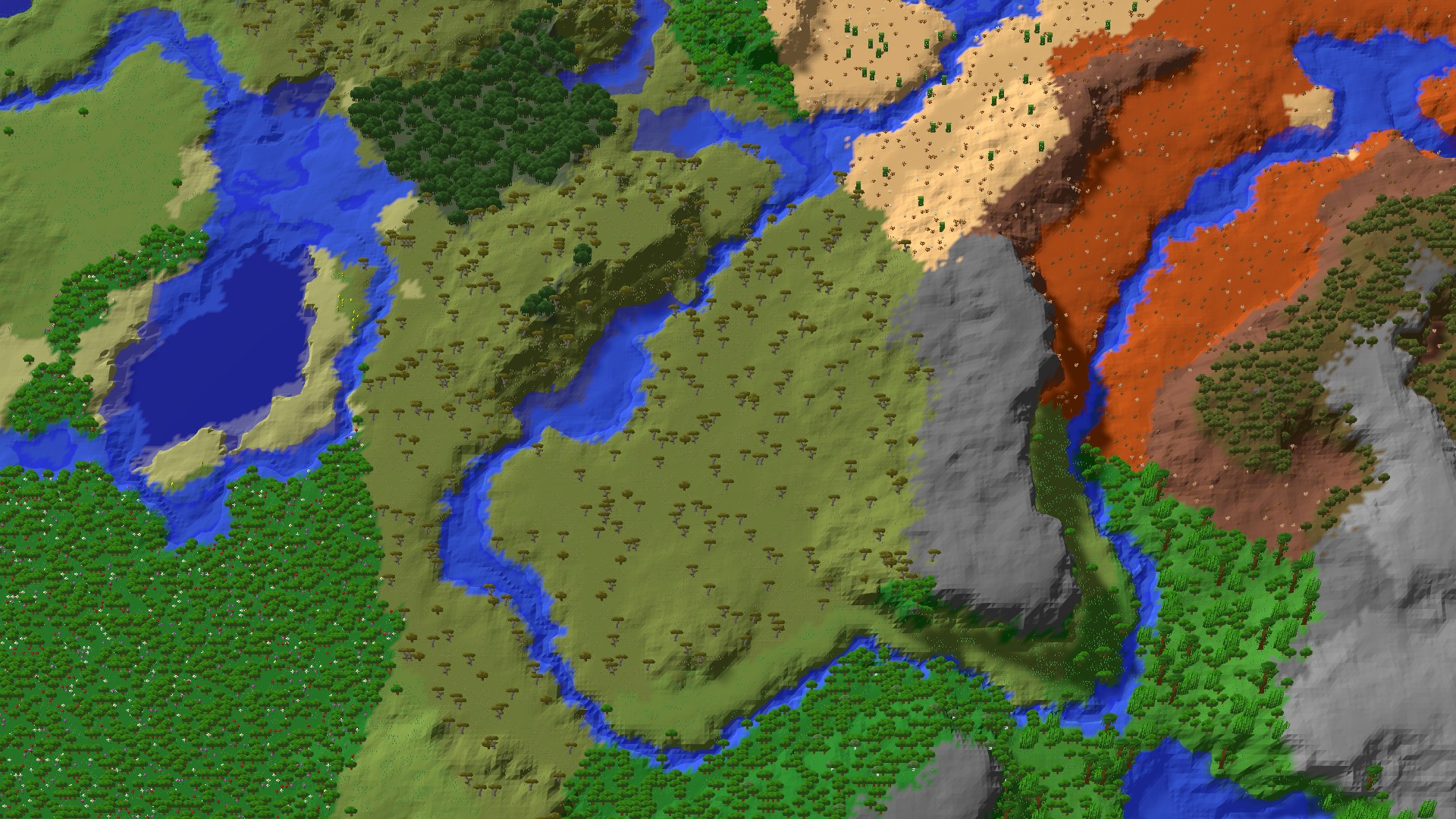 Aerial 3D overview 500 blocks NE of spawn