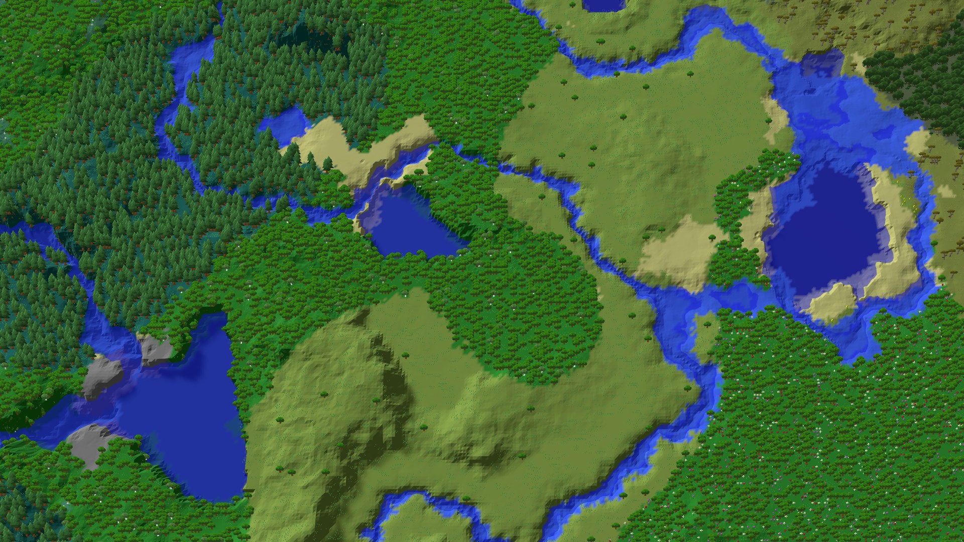 Aerial 3D overview 500 blocks NW of spawn