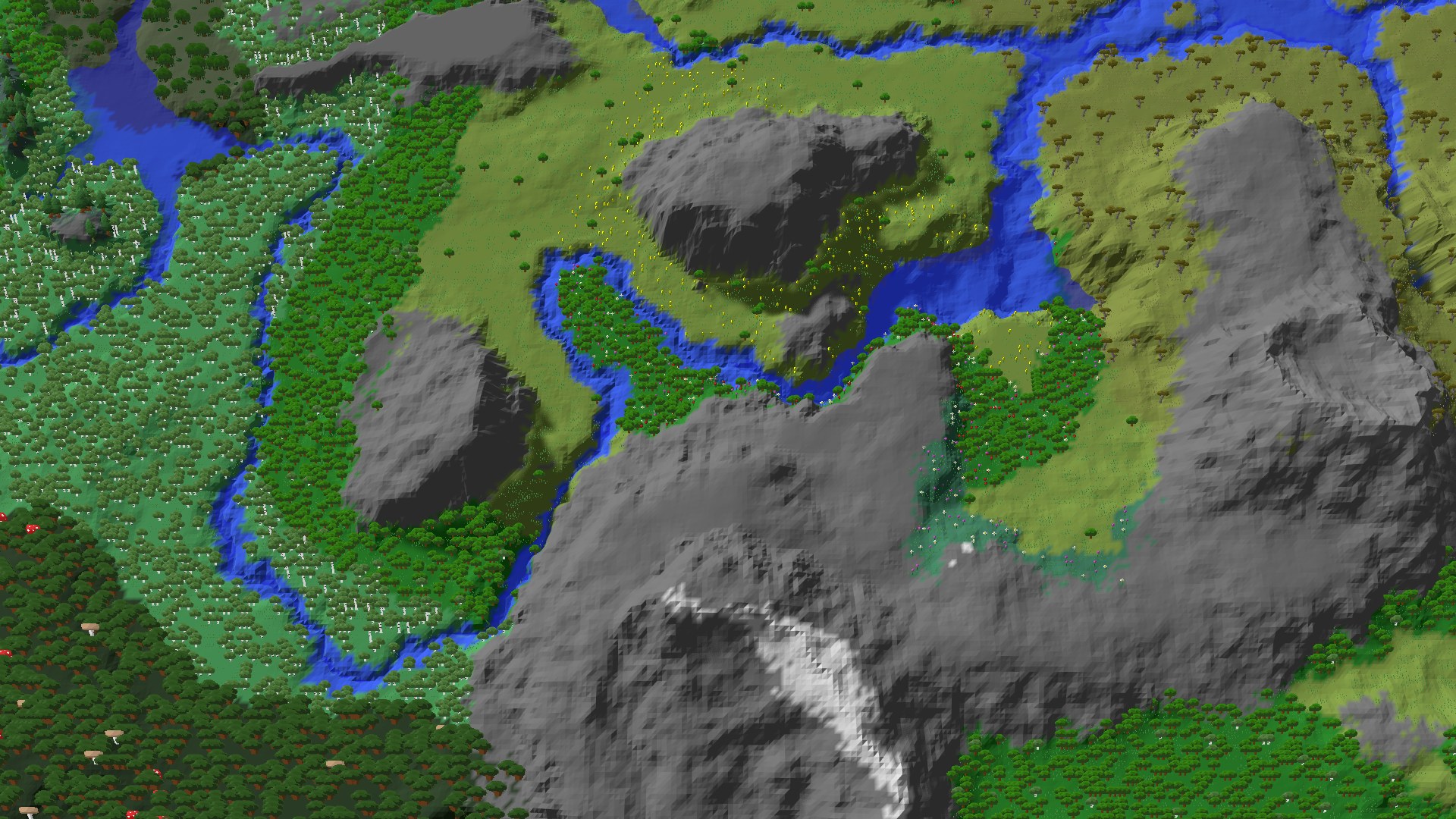 Aerial 3D overview 500 blocks NW of spawn