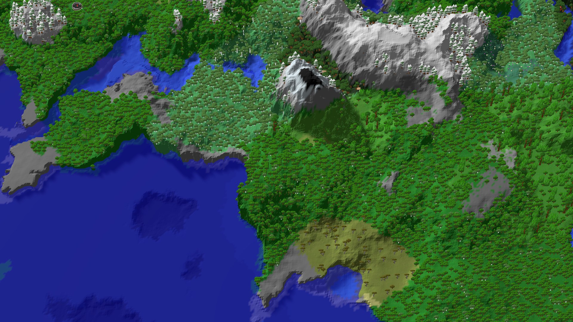 Aerial 3D overview 500 blocks SE of spawn