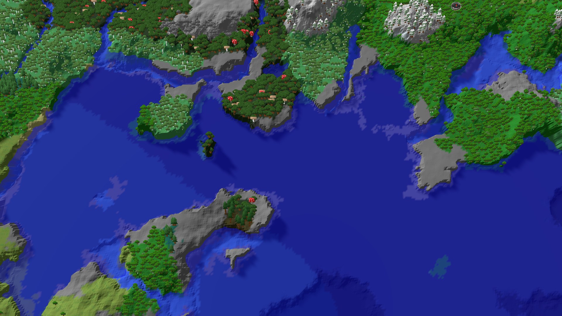Aerial 3D overview 500 blocks SW of spawn