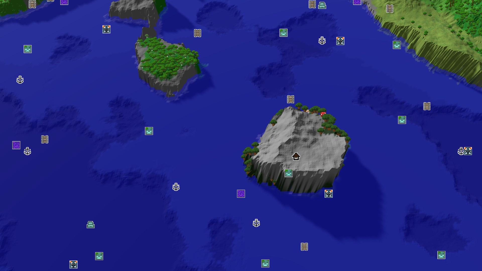 Aerial Minecraft seed map — Jungle Spawn with Early Underground Access