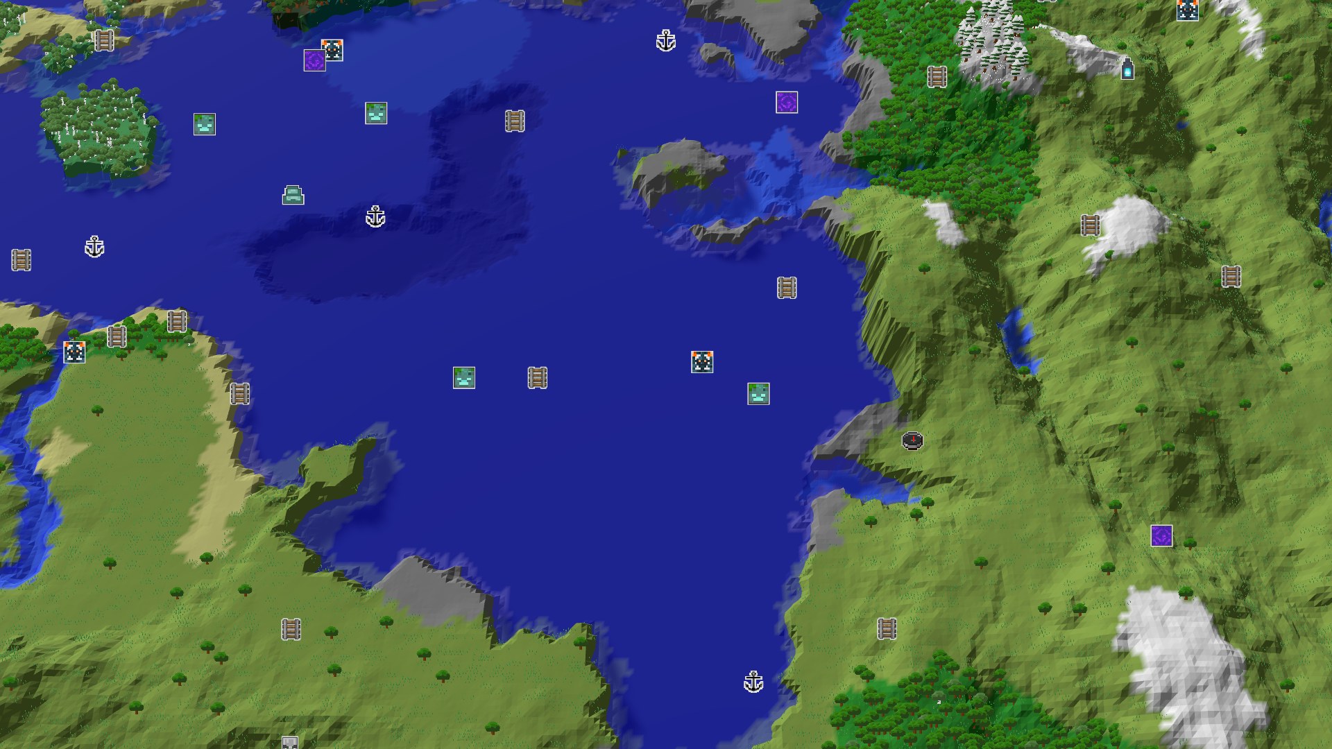 Aerial Minecraft seed map — A Decent Start with Nearby Amethyst